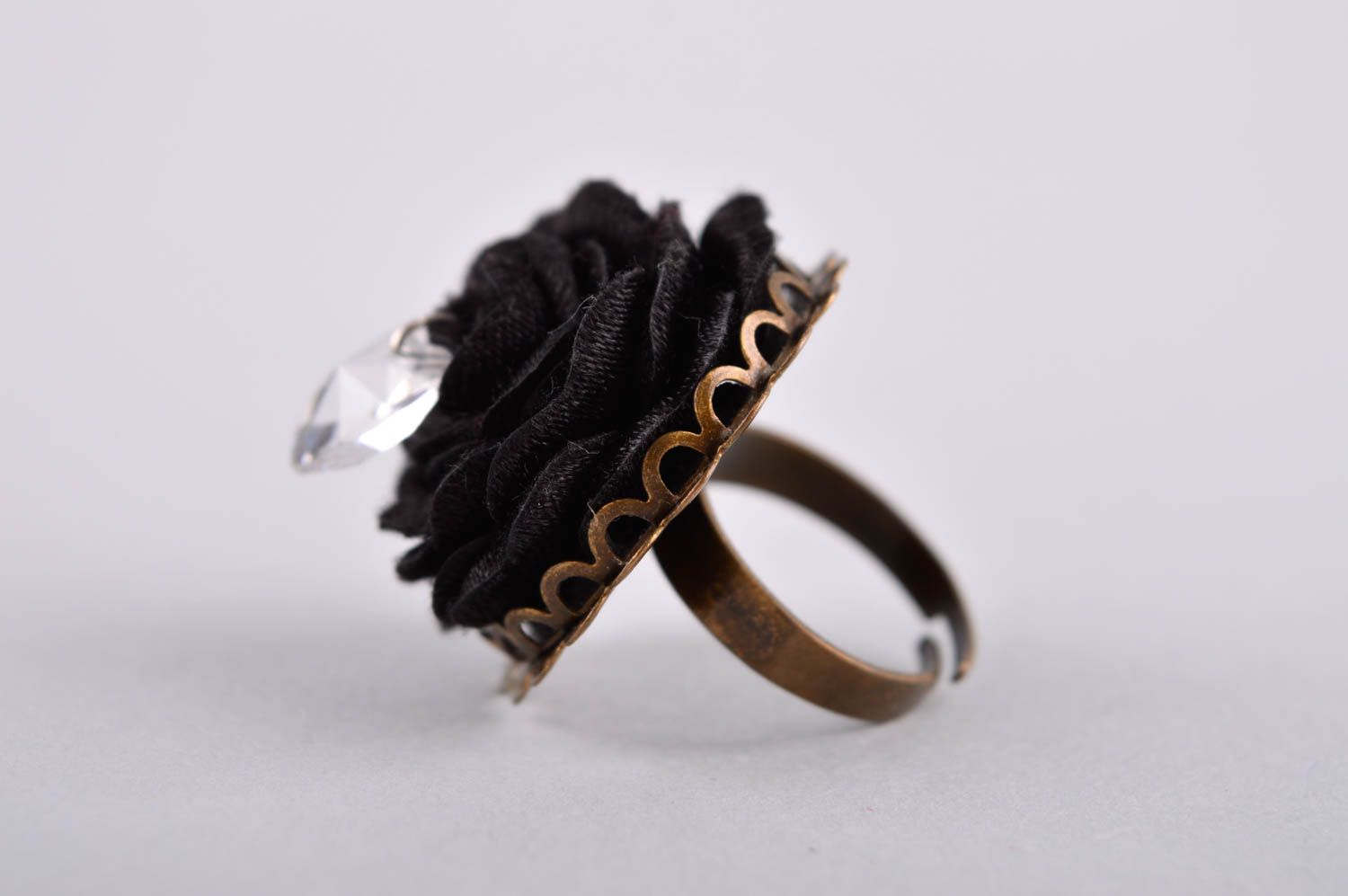 Кольцо ручной работы крупное кольцо модная бижутерия кольцо с цветком  фото 4