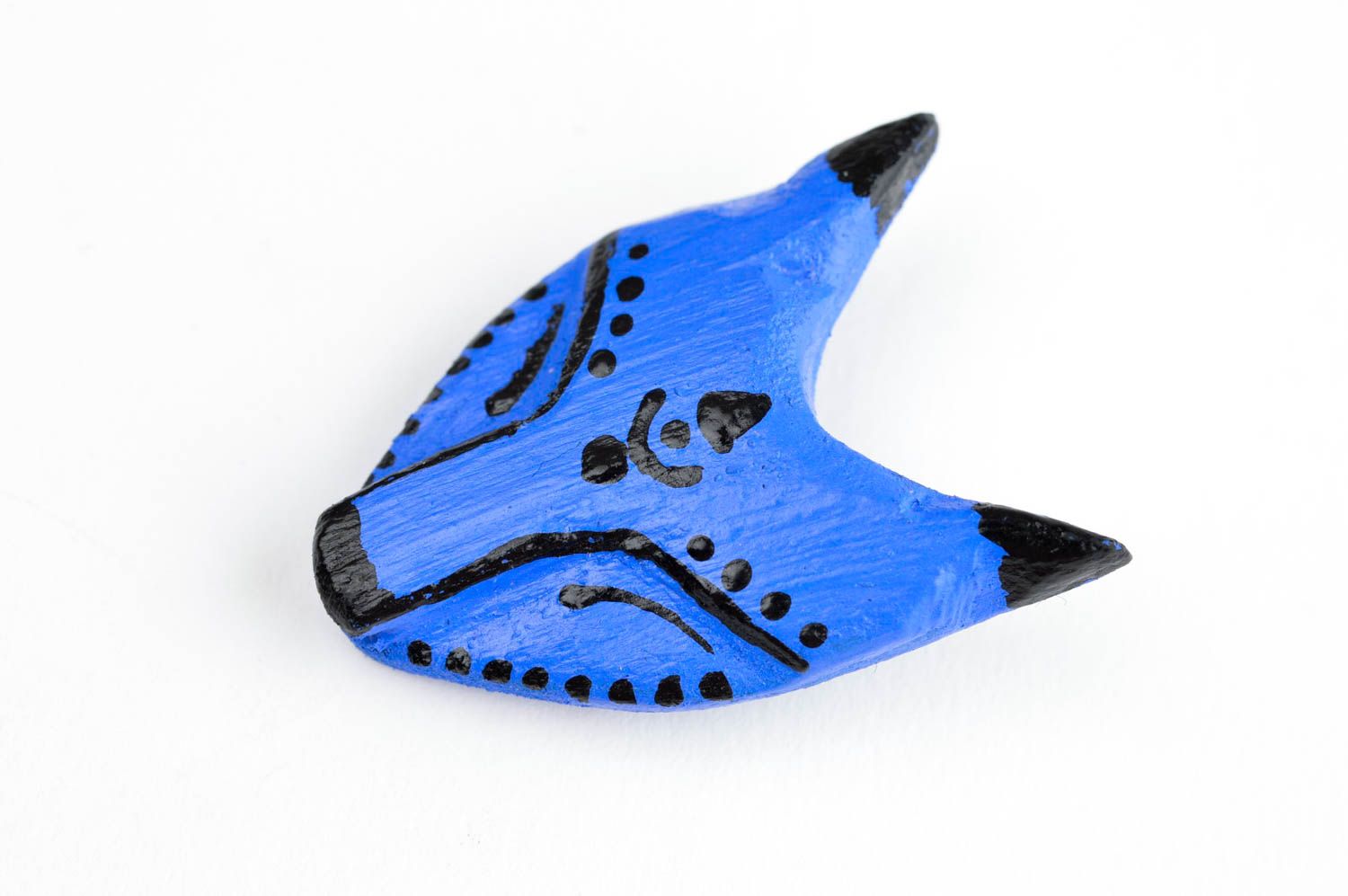 Broche de moda de madera de color azul bisutería artesanal regalo original  foto 3
