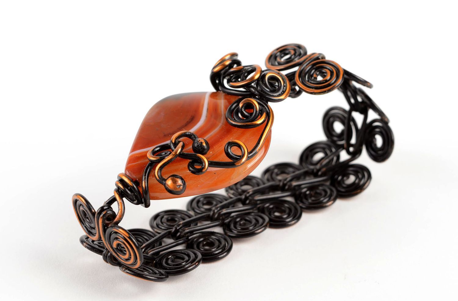 Originelles Kupfer Armband mit Achat handmade Designer Schmuck Frauen Accessoire foto 3