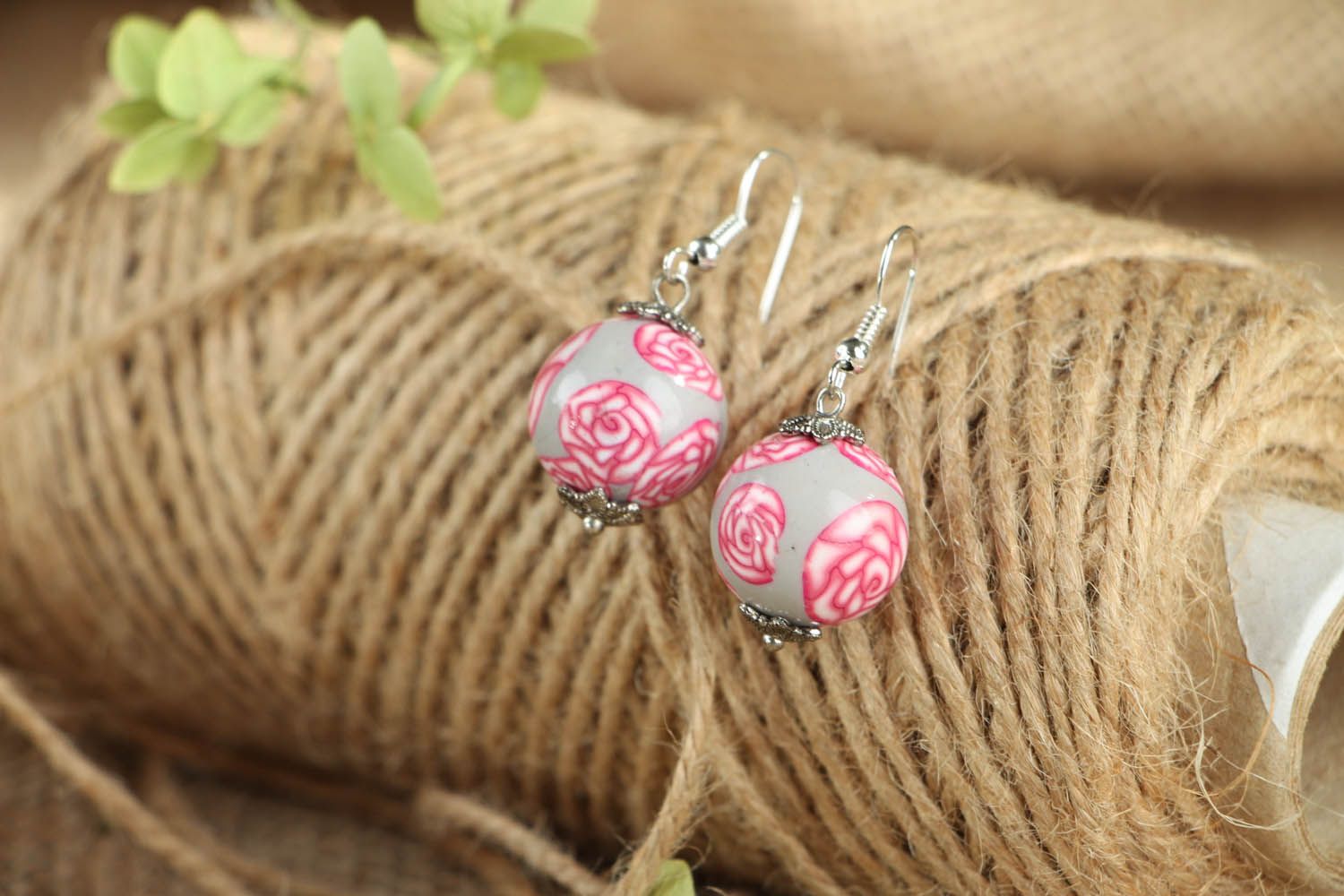 Polymer clay round earrings  photo 3