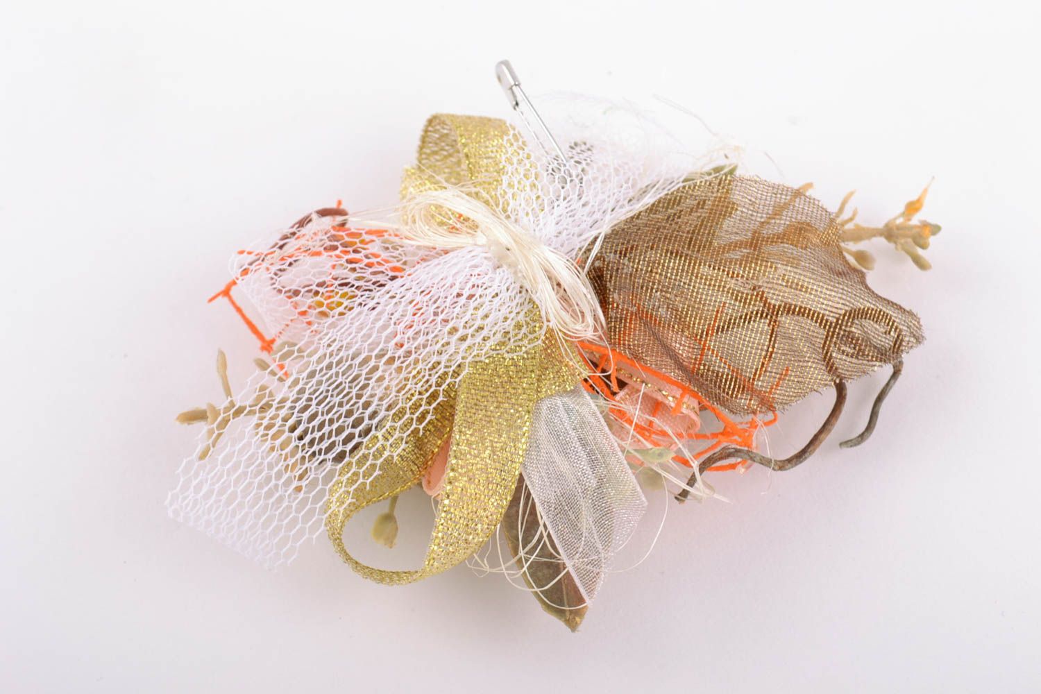 Blume Haarspange Rohling aus Stoff und dekorativen Elementen für Frauen  foto 3