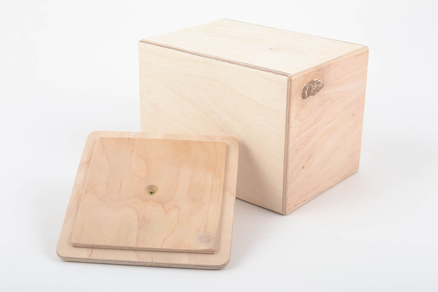 Handmade convenient plywood blank box for dry goods craft supplies photo 4
