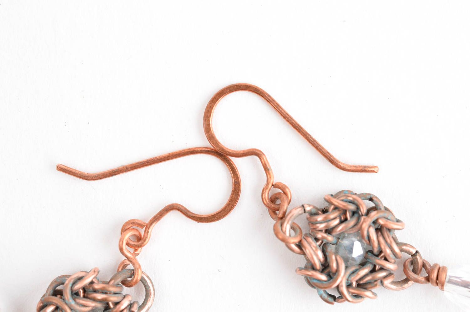 Copper earrings handmade wire wrap earrings metal earrings with charms for girls photo 4