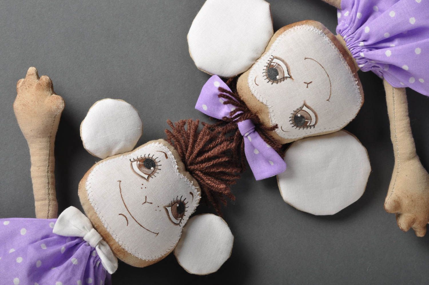 Handmade Kuscheltiere Affen in Violett Stoff Spielzeuge Geschenke für Kinder  foto 2