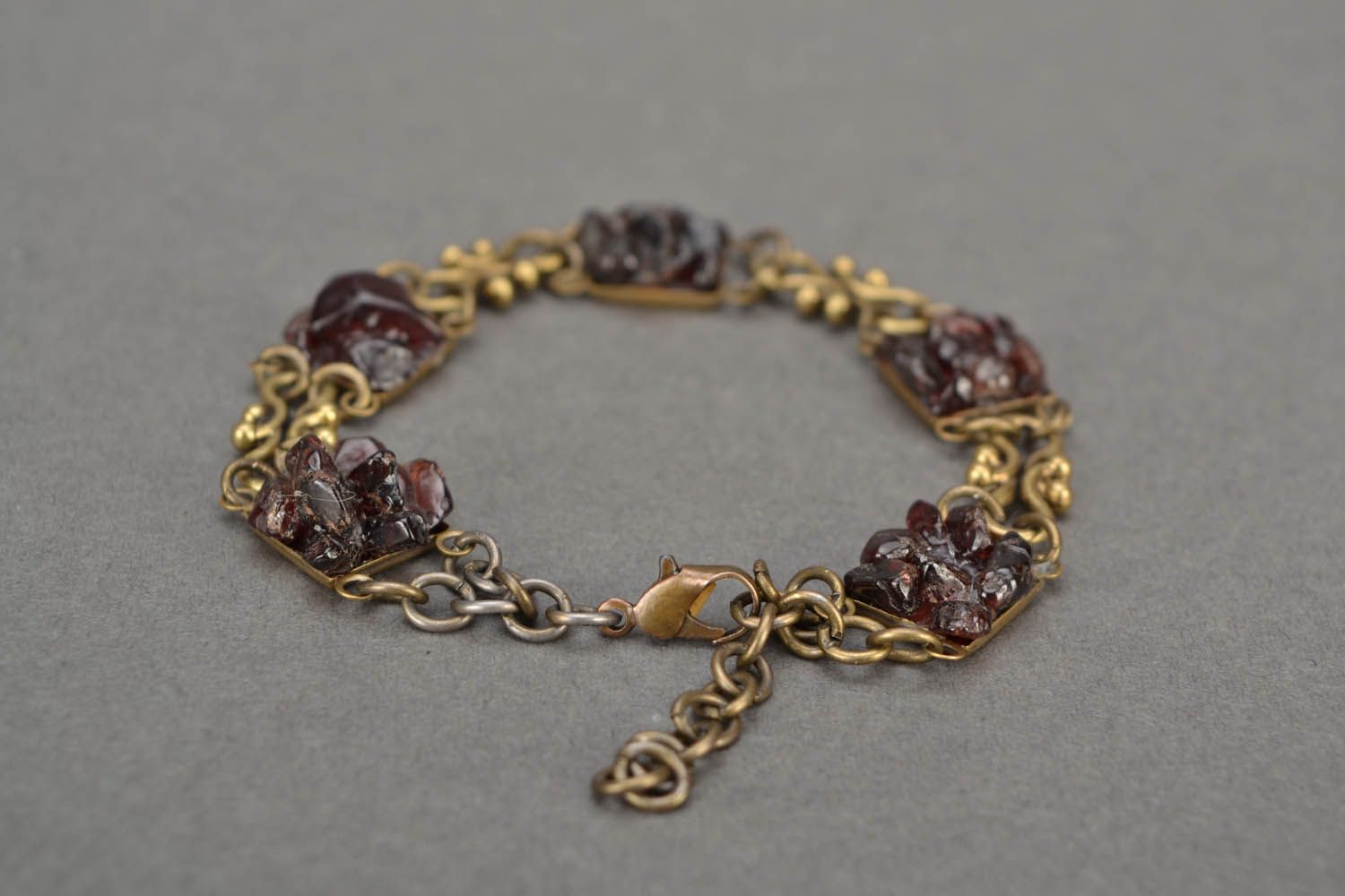 Copper bracelet with garnet photo 5