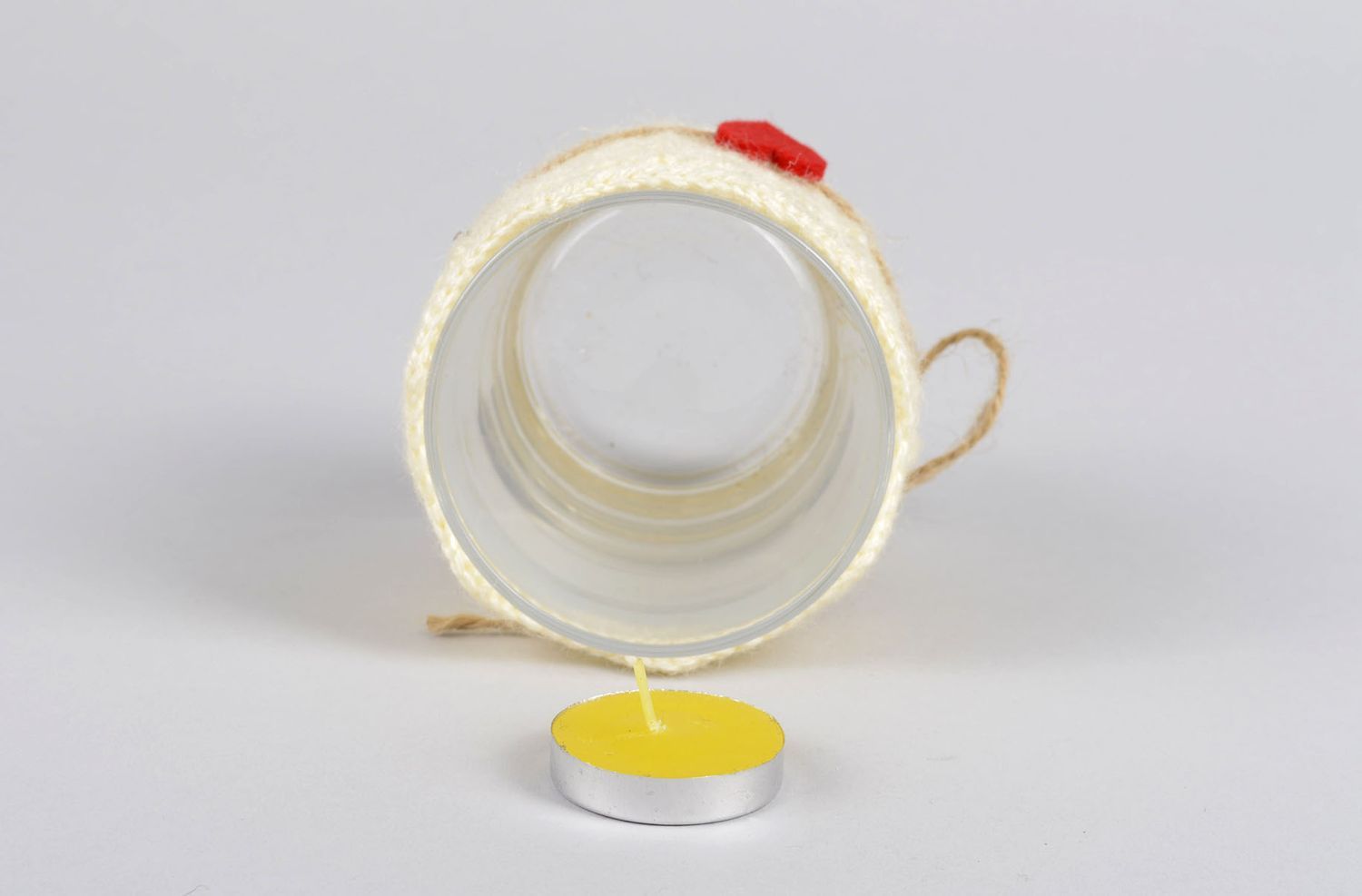 Handarbeit Teelichthalter aus Glas Kerzenständer aus Glas Haus Dekor im Pullover foto 4