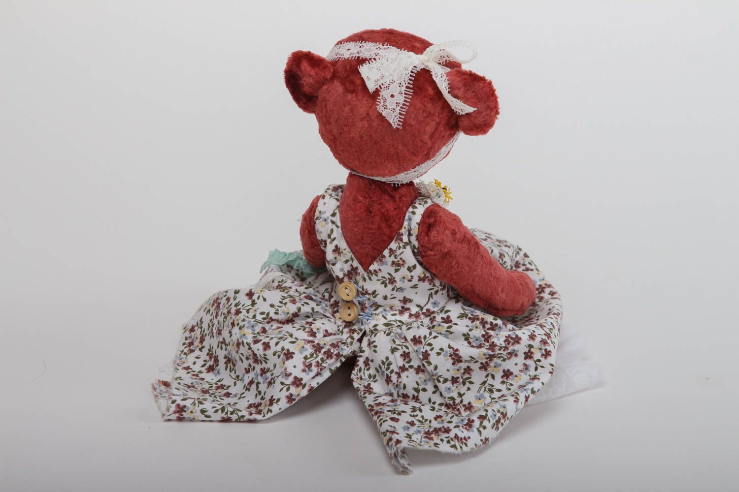 Handmade designer present unusual plush cute toy vintage soft bear for kids photo 4