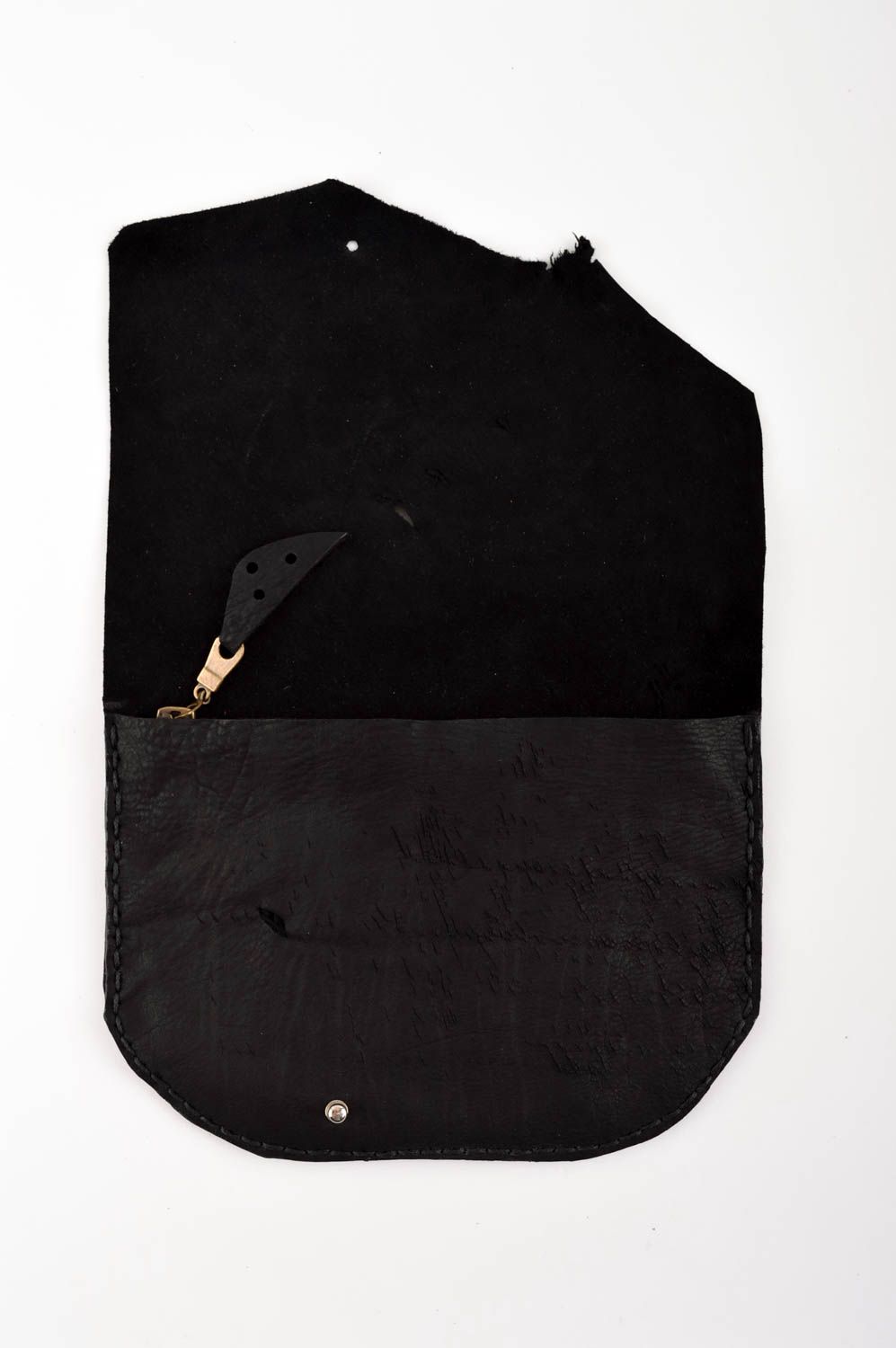 Portefeuille cuir fait main Maroquinerie design noir Accessoire cuir grand photo 4