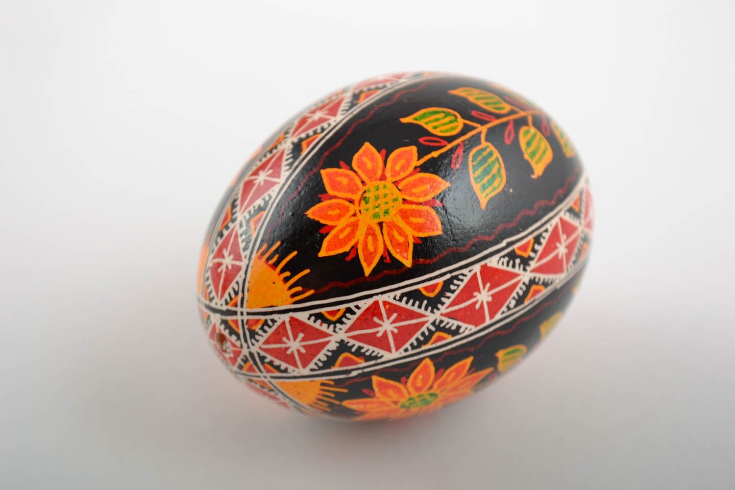 Easter egg painted with acrylics chicken pysanka handmade with flower pattern photo 4