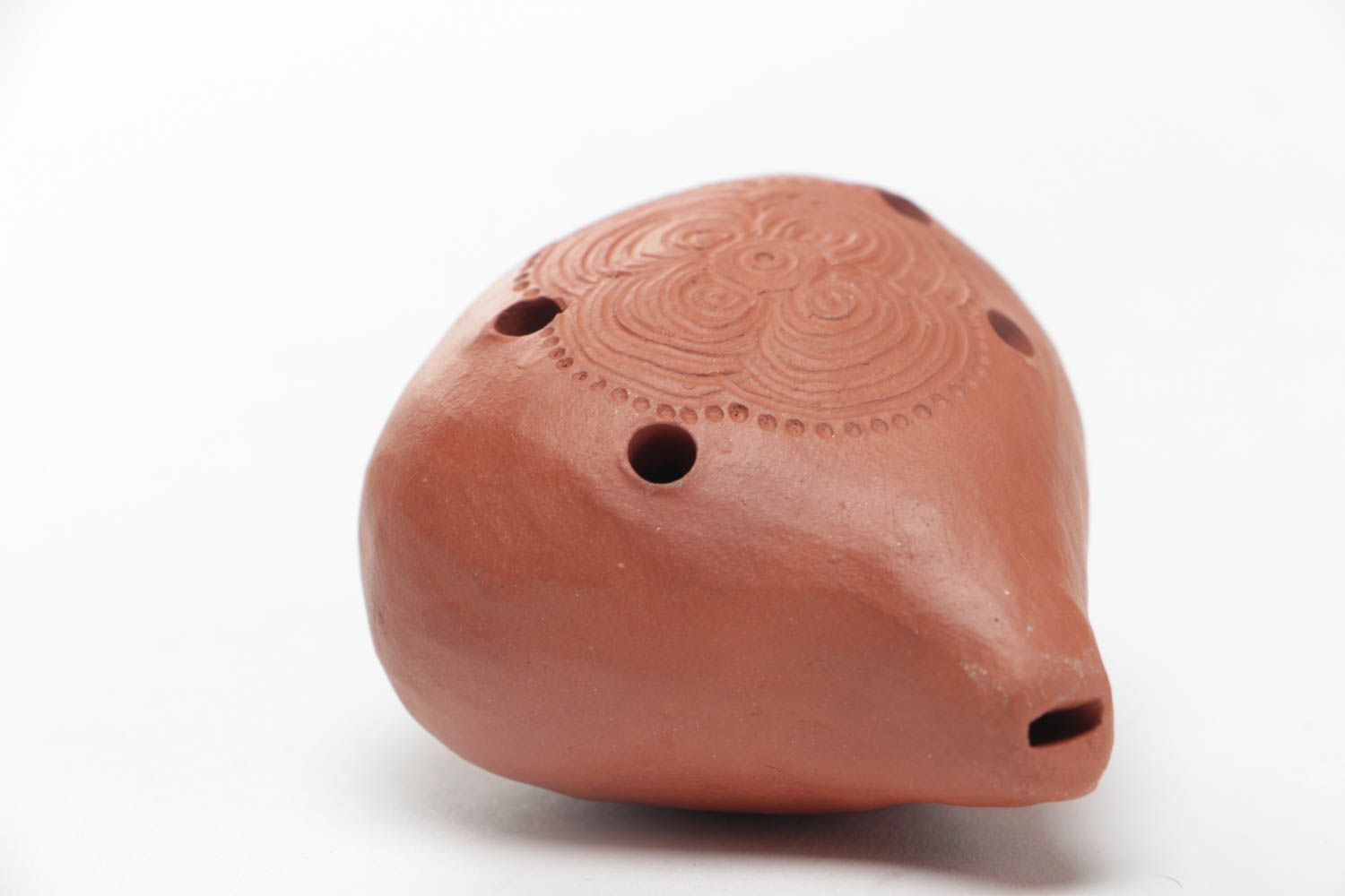 Sifflet ocarina marron en terre cuite fait main grand original décoratif photo 3
