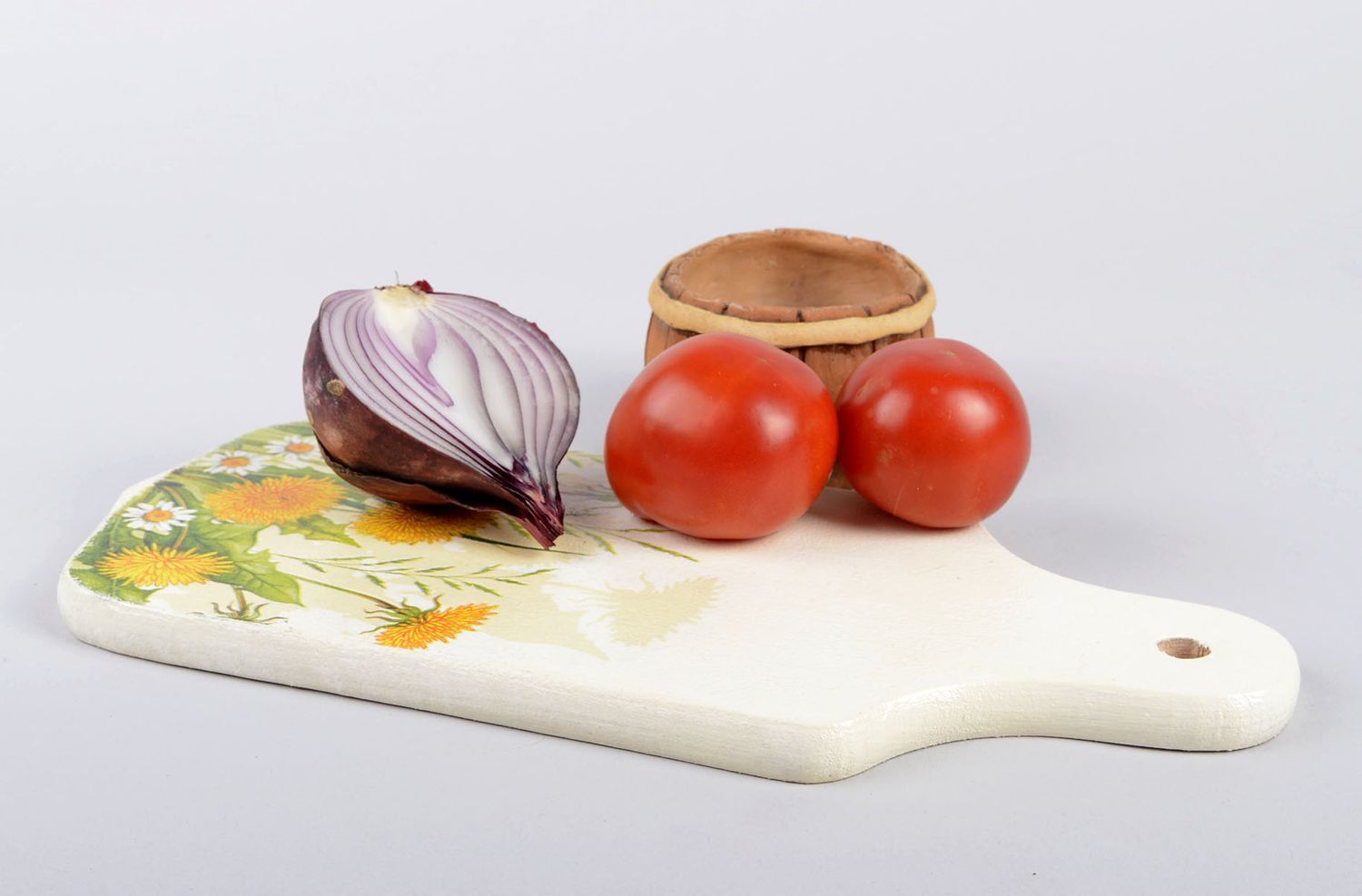 Planche à découper fait main Ustensile de cuisine blanc avec fleurs Déco cuisine photo 5