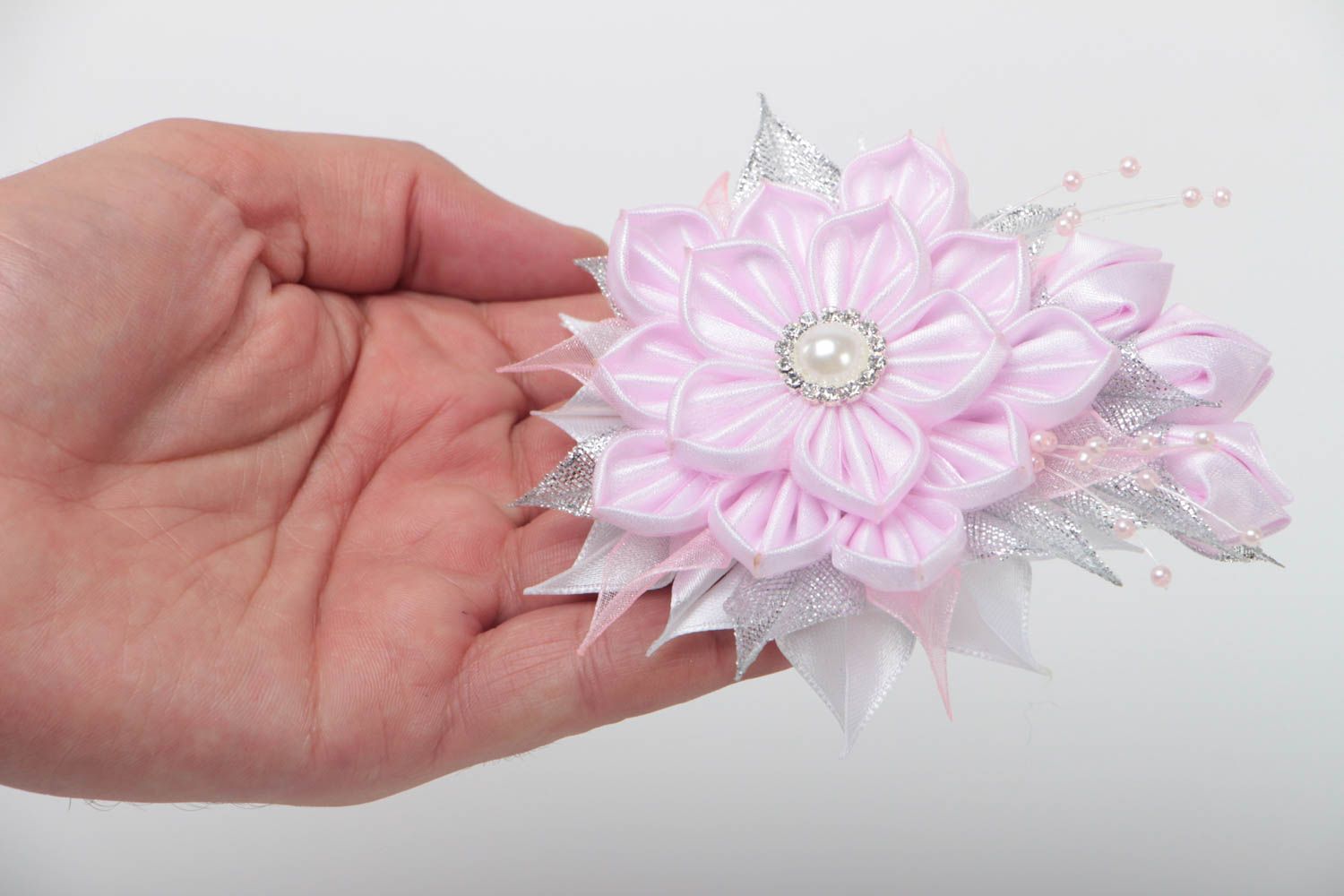 Gentle handmade flower brooch textile floristry fashion accessories gift ideas photo 5