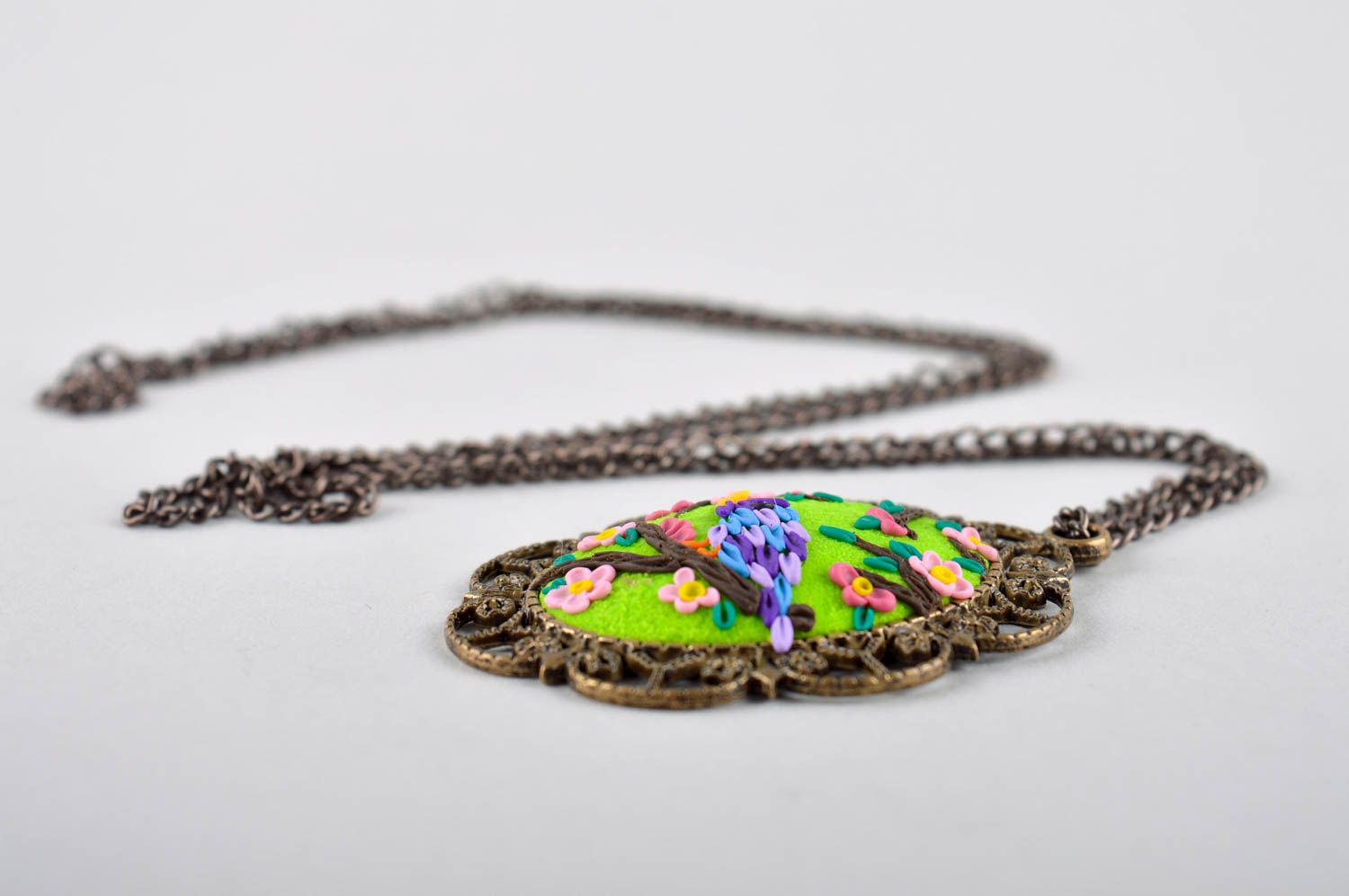 Handmade pendant clay pendant for women unusual jewelry designer accessory photo 5