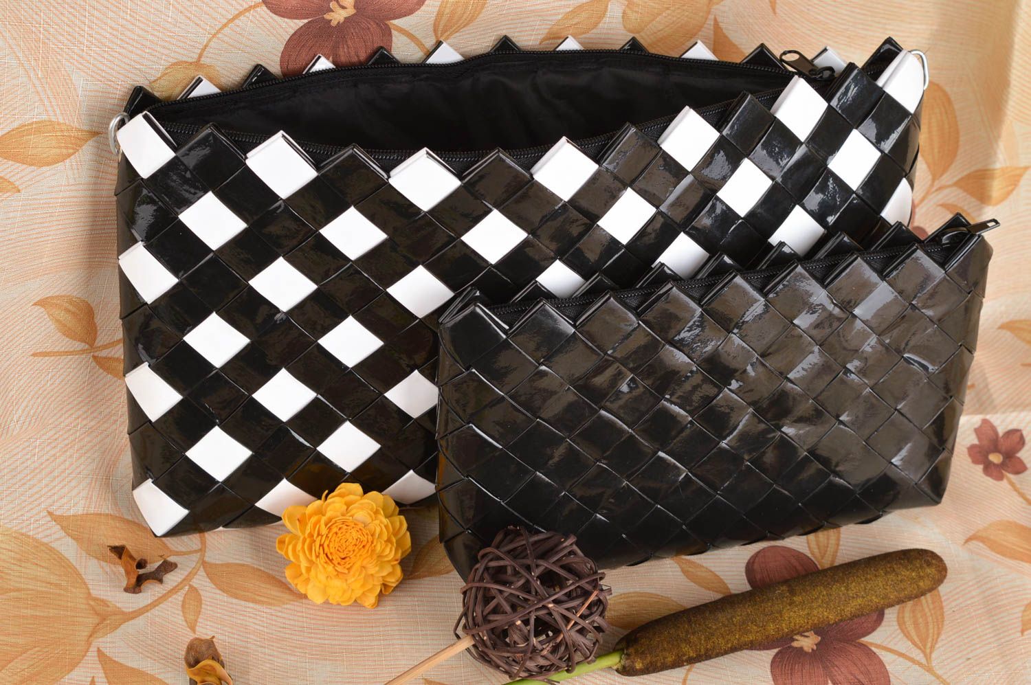 Handmade clutch designer clutch handbag for women unusual clutch set of 2 items photo 4