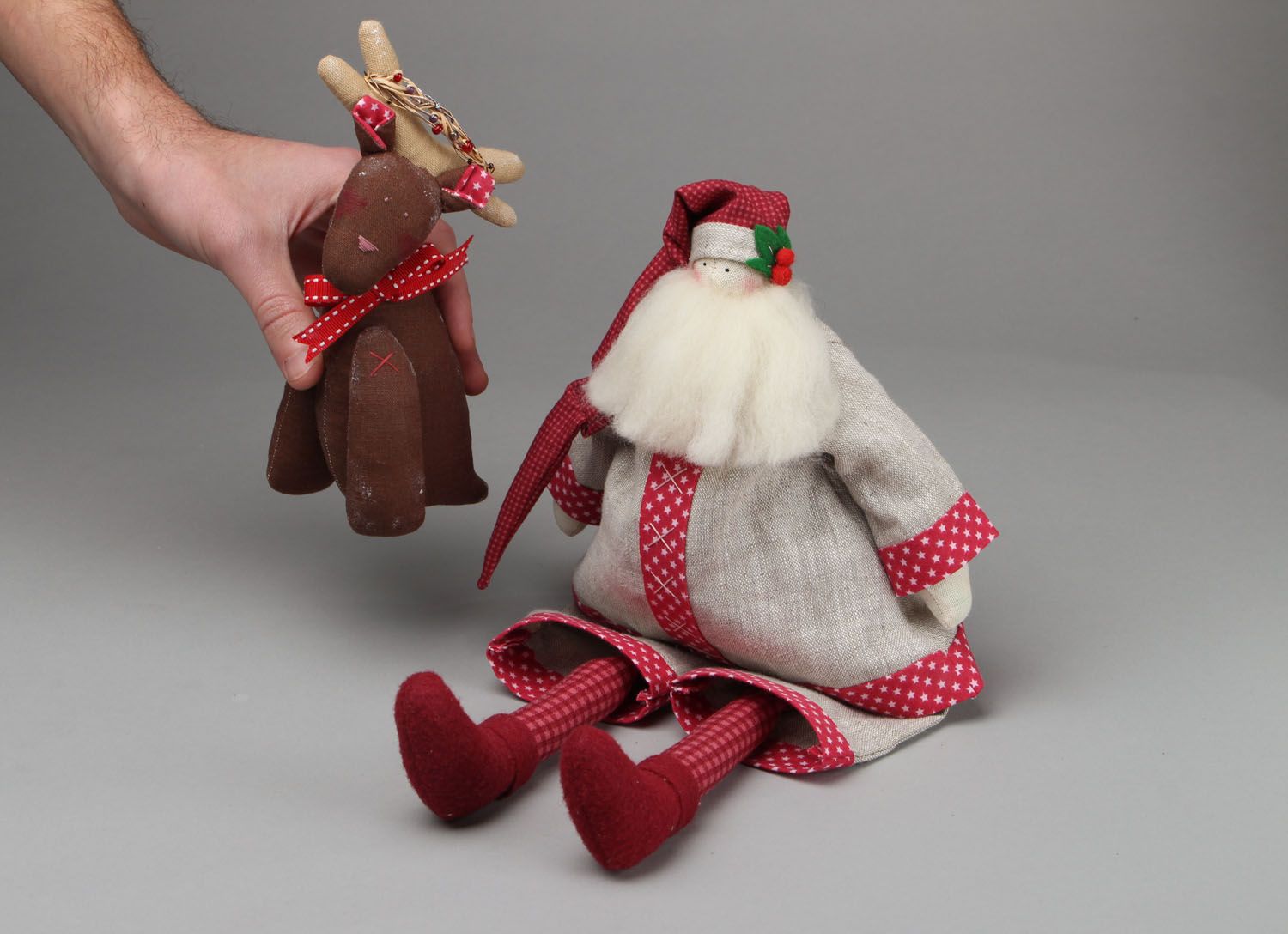 Juguetes de peluche para casa “Papá Noel y ciervo” foto 4