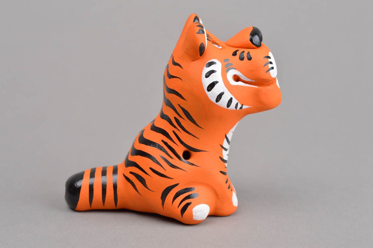 Sifflet jouet fait main Instrument de musique Figurine tigre céramique photo 3