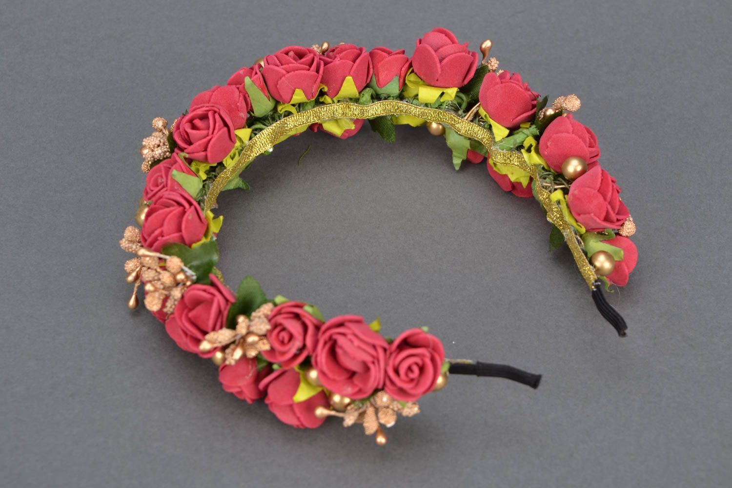 Headband with foamiran roses photo 4