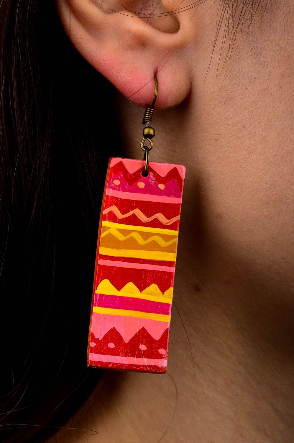 Handmade bright pink earrings stylish clay earrings women fashion jewelry photo 2