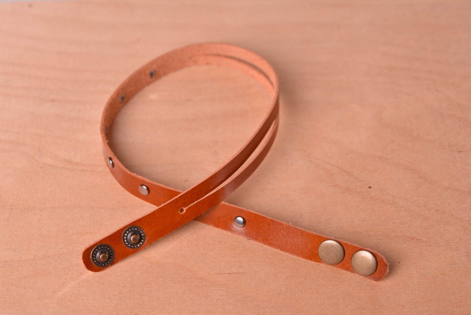 Handmade brown wrist bracelet unusual leather bracelet stylish accessory photo 3
