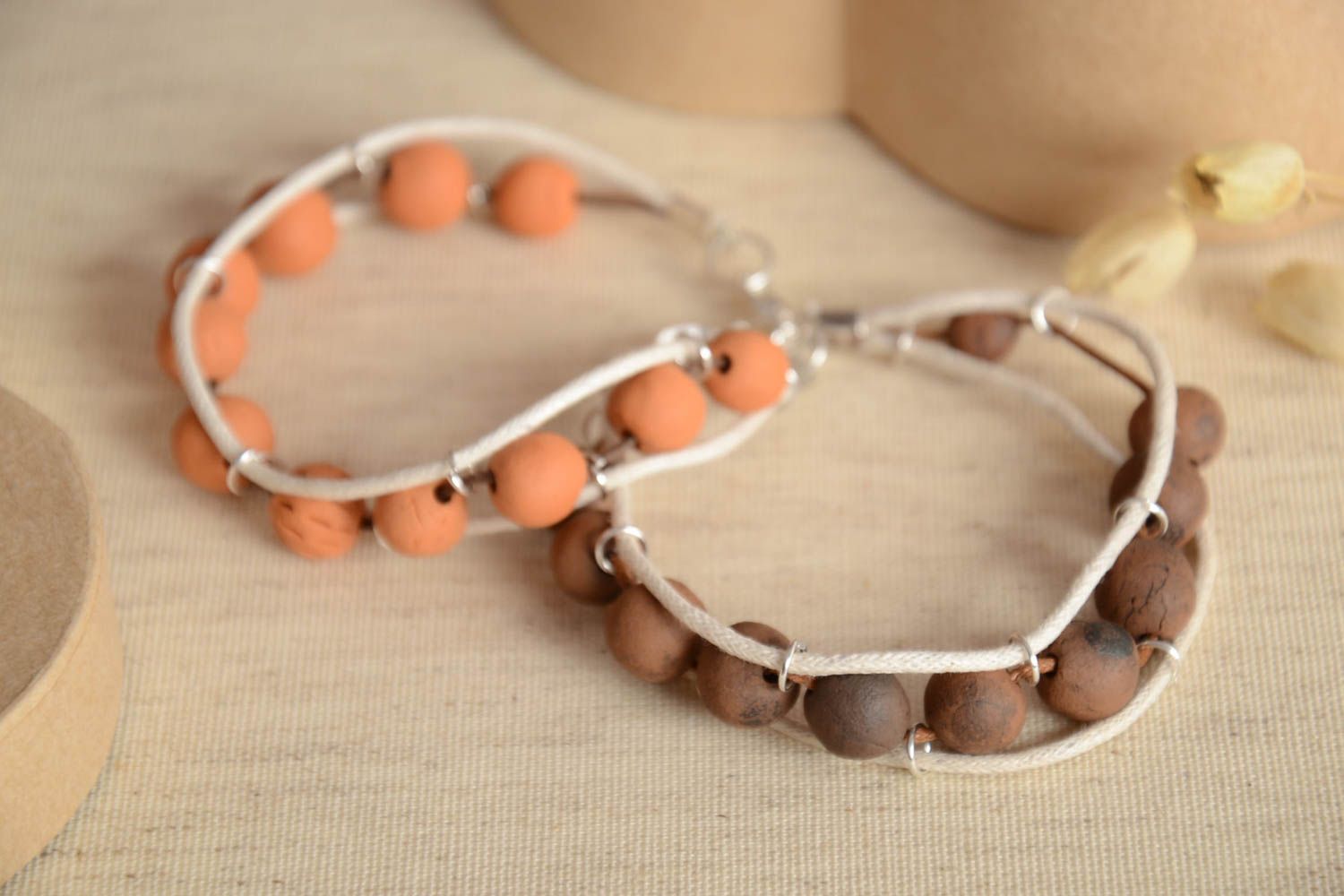 Set of 2 handmade ceramic bracelets beaded bracelets ceramic jewelry trends photo 2