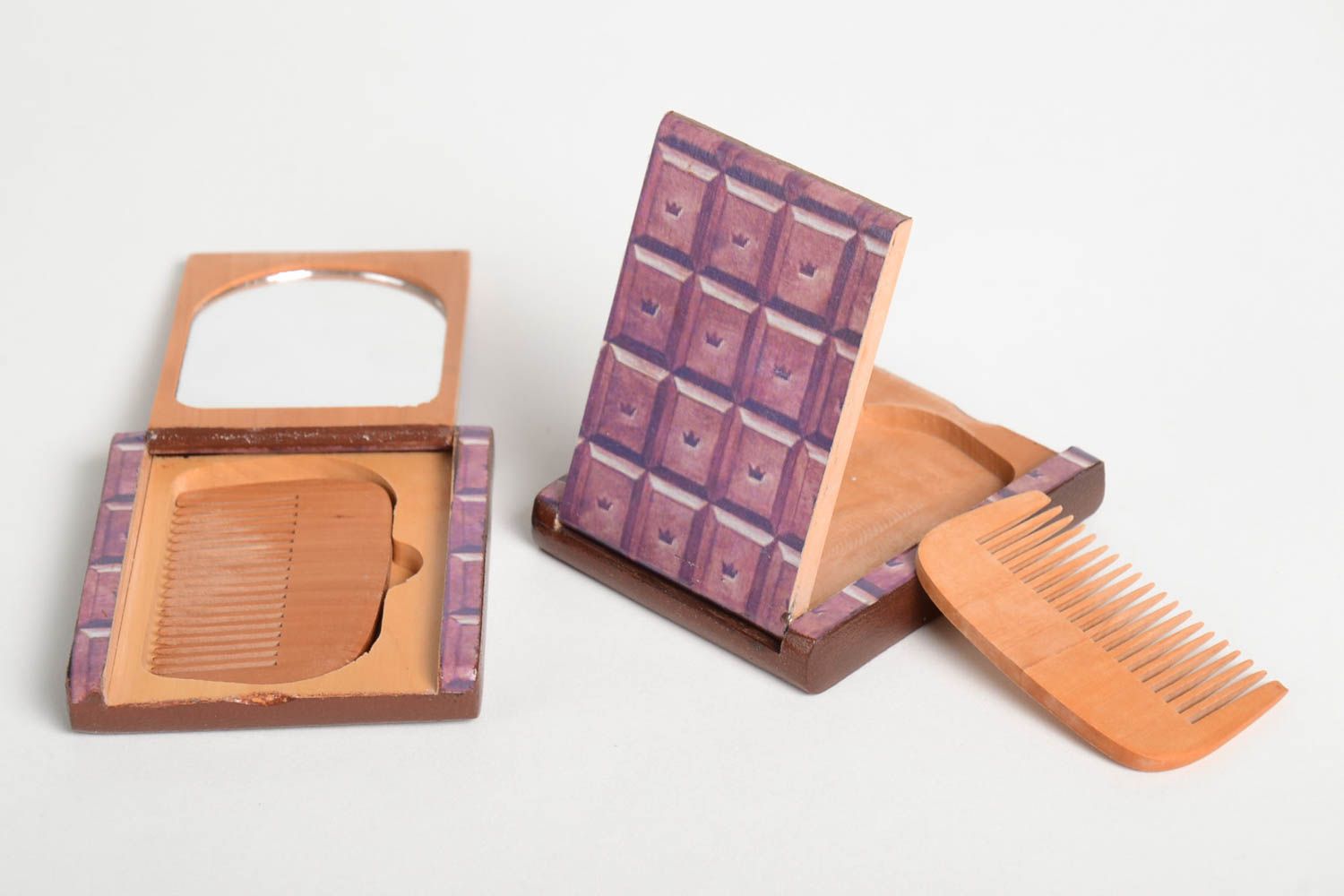 Peine y espejo de madera hechos a mano accesorios para mujer regalos originales foto 3