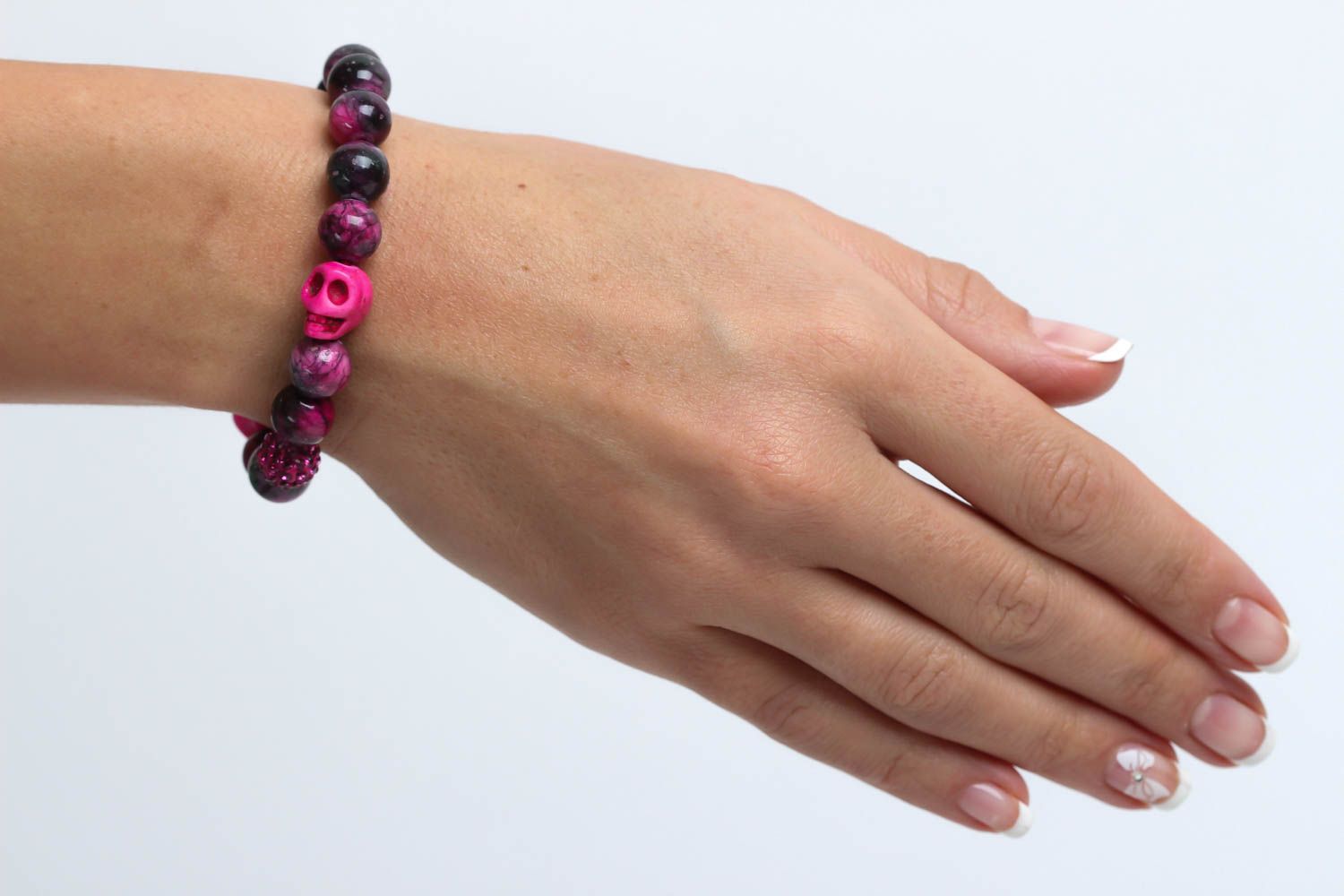 Модный браслет розовый хэнд мейд браслет на руку из турмалина браслет из бусин фото 5