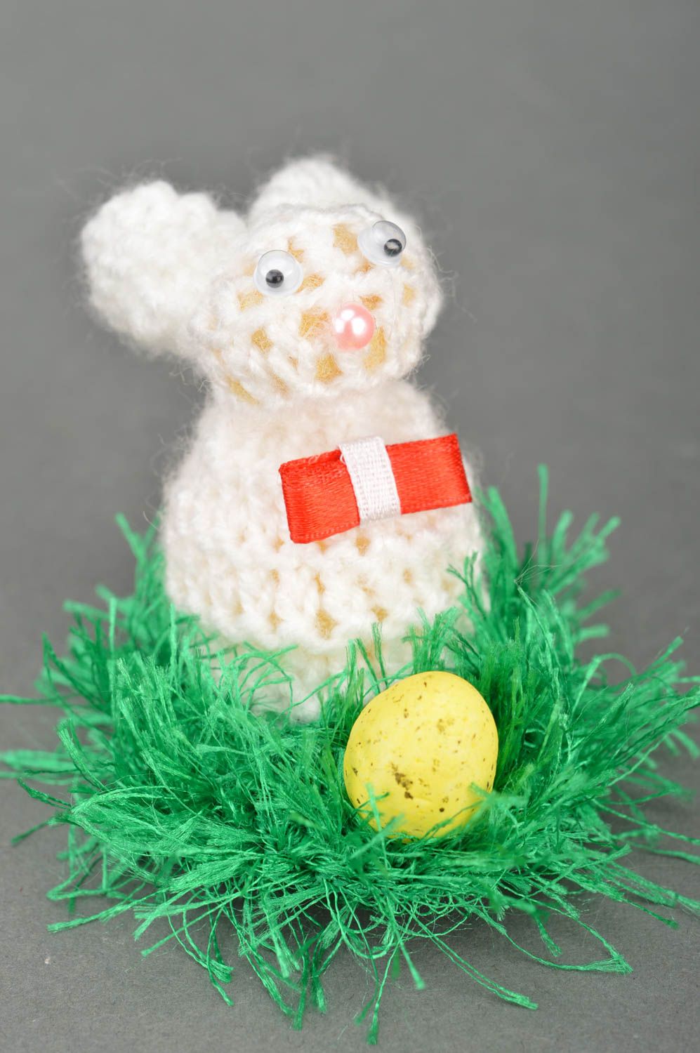 Handmade beautiful crocheted Easter bunny made of acryl for home decor photo 2