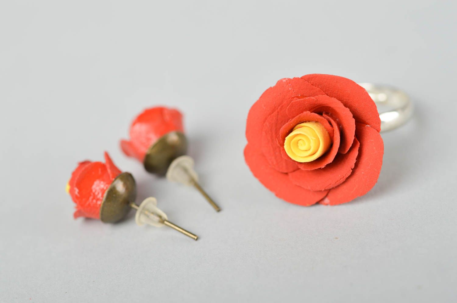 Handmade Ohrringe Juwelier Modeschmuck Blumen Ring Geschenk für Frauen Rosen foto 4
