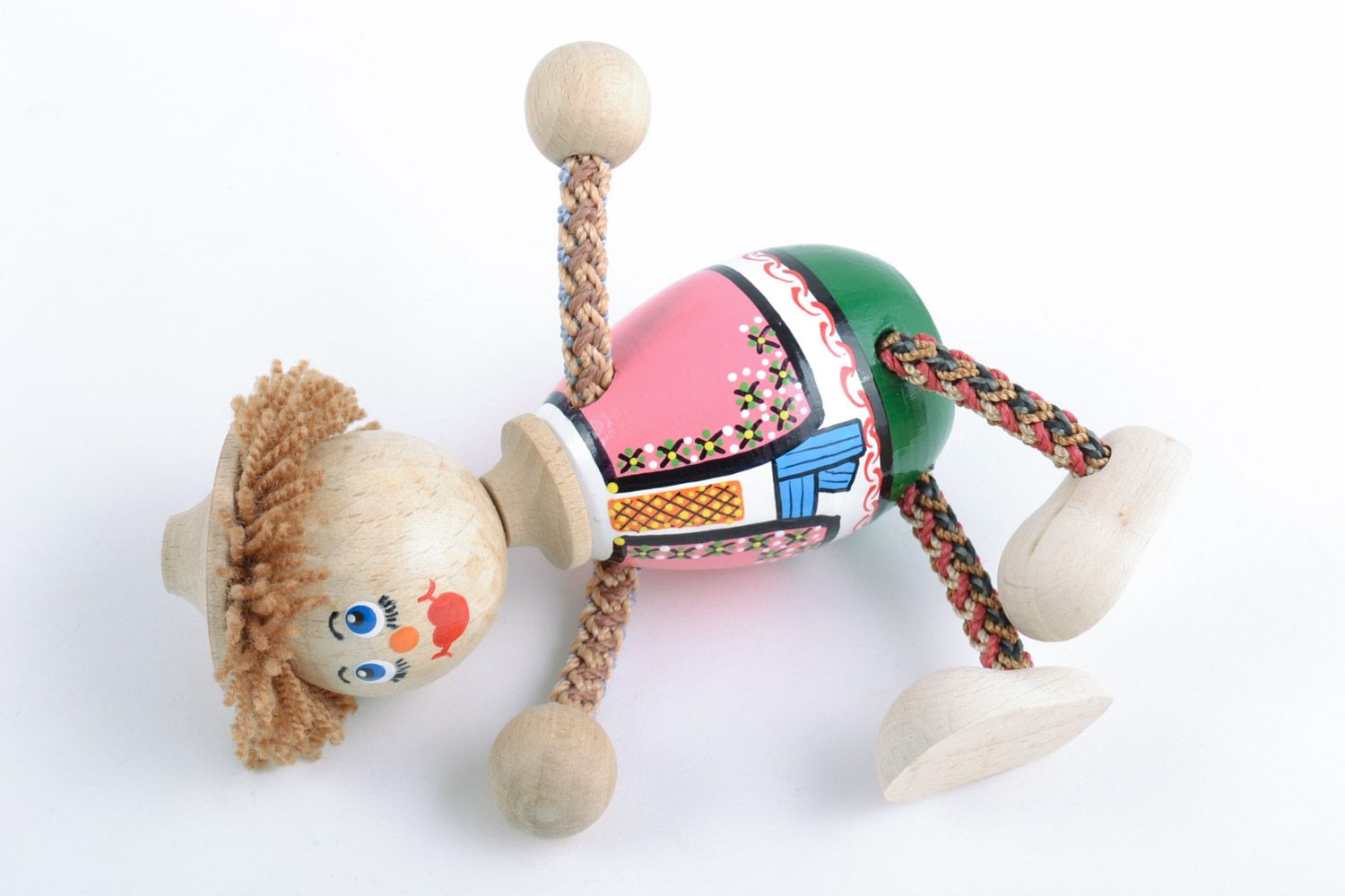 Bright homemade decorative eco friendly wooden toy in the shape of boy for kids photo 4