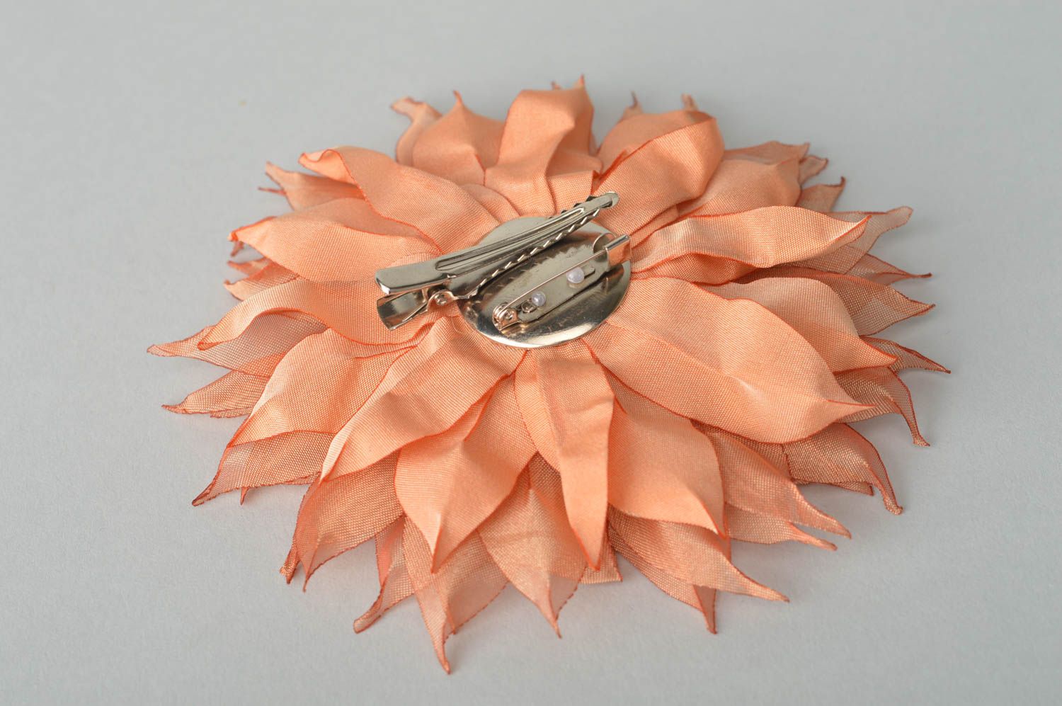 Pinza para el pelo hecha a mano broche artesanal regalo original Flor naranja foto 5
