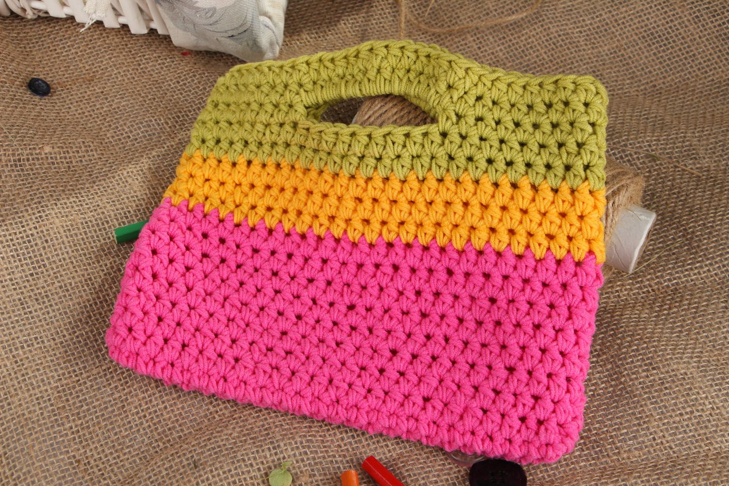 Cotton crocheted bag photo 5
