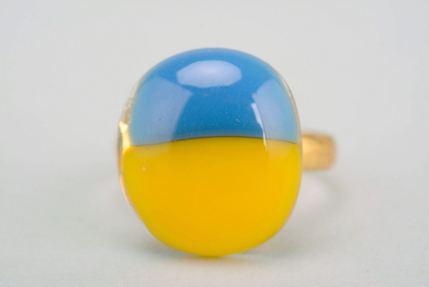 Ring with glass element Ukrainian flag photo 2
