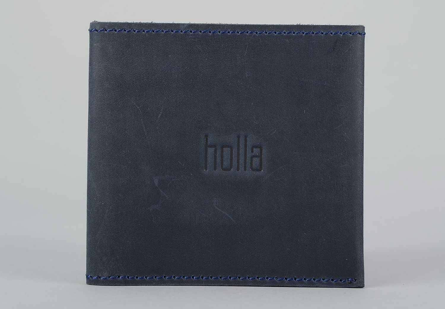 Wallet made from natural blue leather photo 1