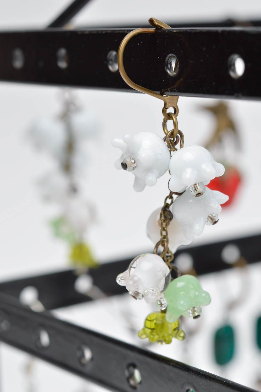 Handmade Accessoire für Frauen Damen Schmuck Glas Ohrringe Designer Blumen foto 1