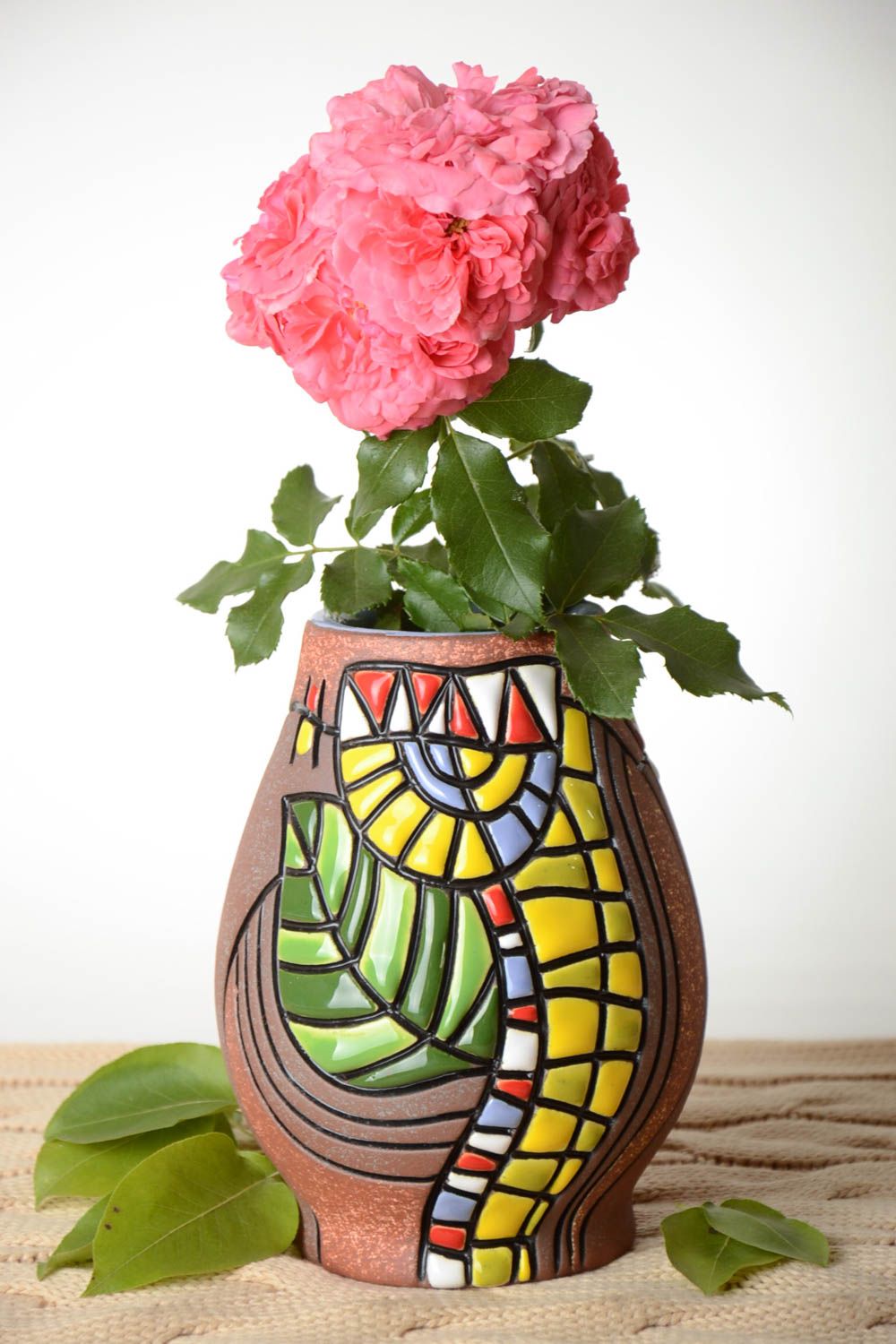 Vase décoratif fait main Vase céramique peint original Déco maison 80 cl photo 1
