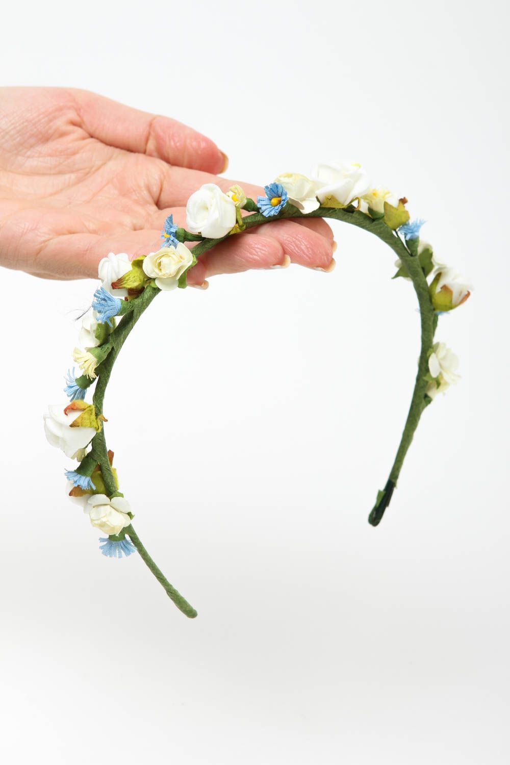 Serre-tête fleurs fait main Accessoire coiffure fin original Cadeau pour femme photo 5