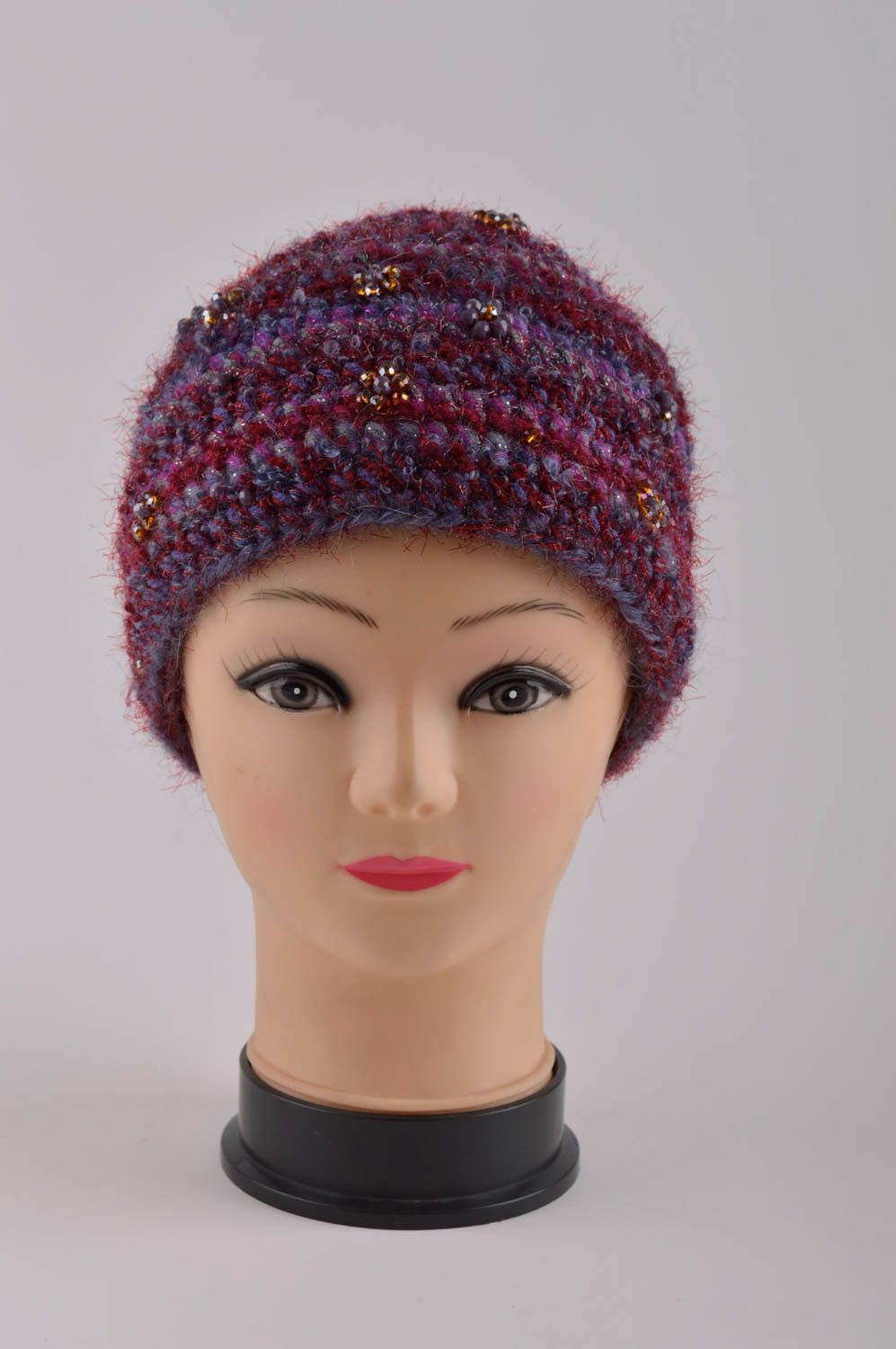Bonnet femme tricot fait main Chapeau en laine Vêtement pour femme original photo 3
