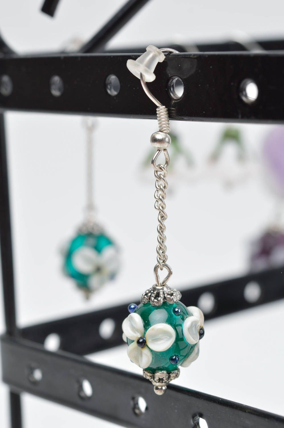 Long unusual earrings glass handmade earrings stylish designer earrings photo 1