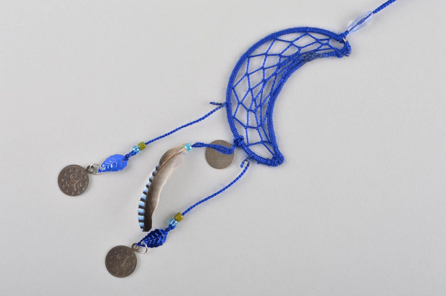 Handmade Indianer Traumfänger Schmuck Anhänger Schutz Amulett Haus Deko blau foto 3