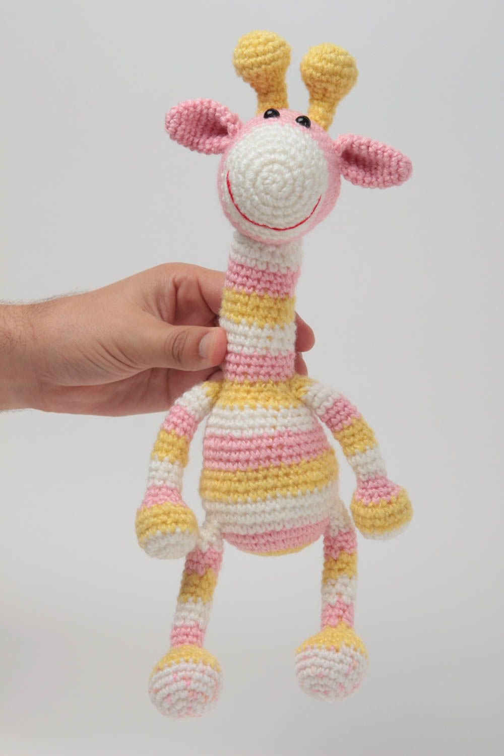 Peluche tricotée Jouet enfant fait main Cadeau original girafe décoration photo 5