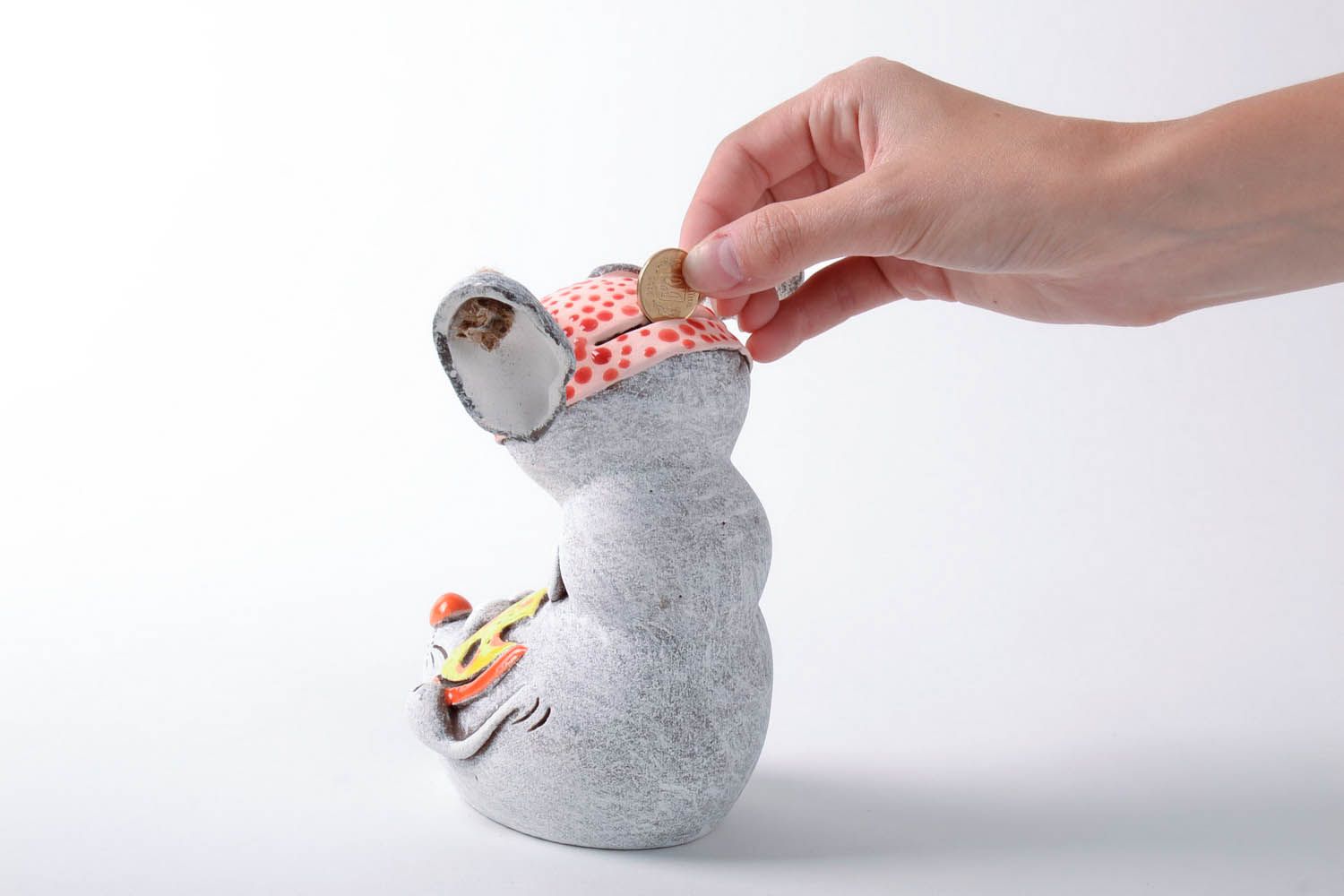 Handmade clay money-box Mouse photo 4
