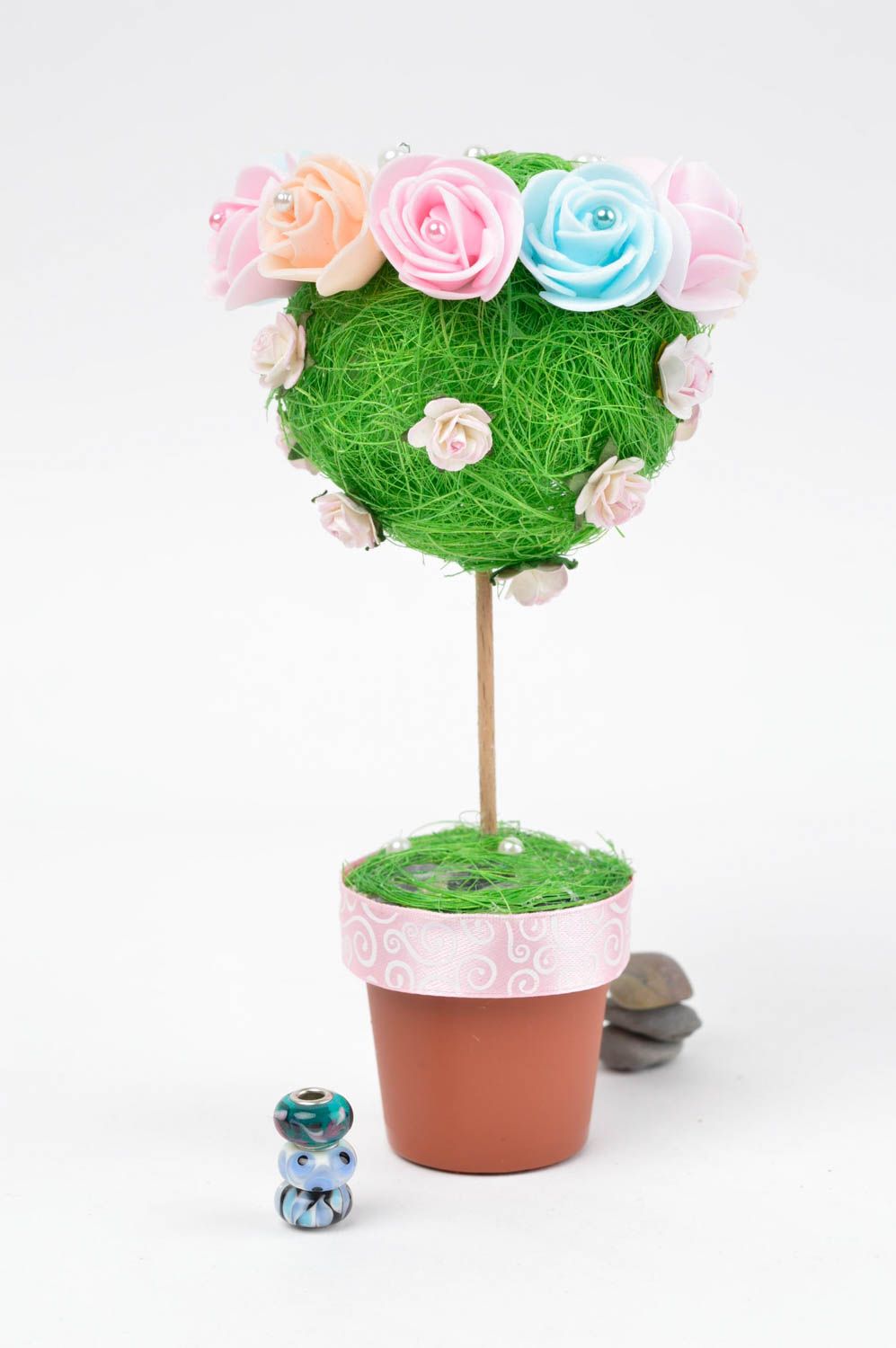 Topiaire artificiel fait main Arbre du bonheur avec fleurs Décoration maison photo 5