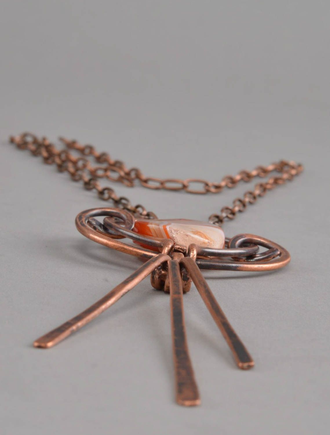 Copper pendant handmade accessory carnelian jewerly best gift ideas for women photo 3
