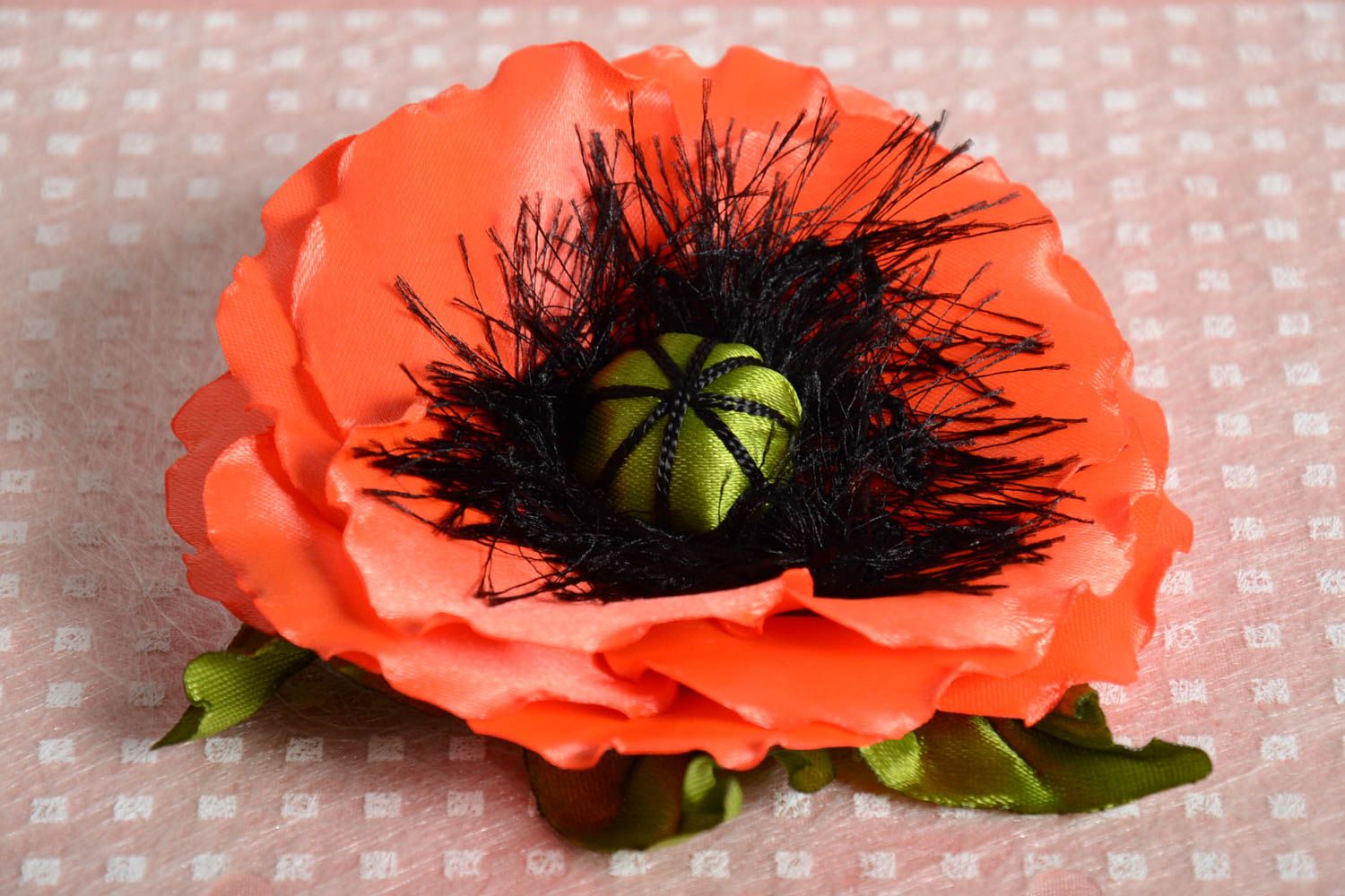 Handmade Blumen Haarspange Geschenk für Frauen Haarspange mit Blume Mohn rot foto 1
