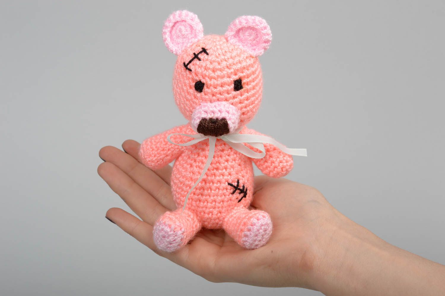 Häkel Kleinkinder Spielzeuge Haus Deko Geschenk für Kinder Stoff Tiere rosa Bär foto 5