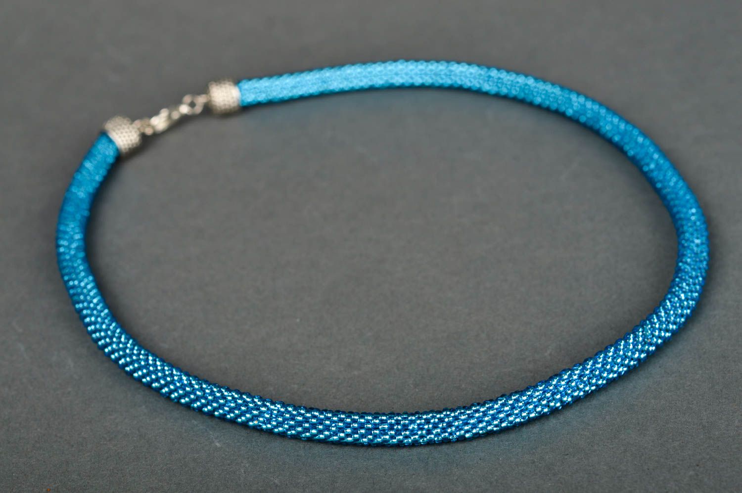 Handmade beautiful necklace blue beaded necklace female evening jewelry photo 4