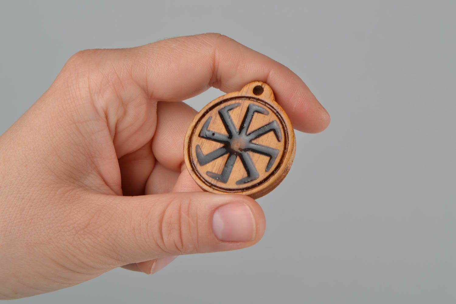 Wooden handmade amulet pendant pectoral Slavic talisman Lada Virgin photo 2