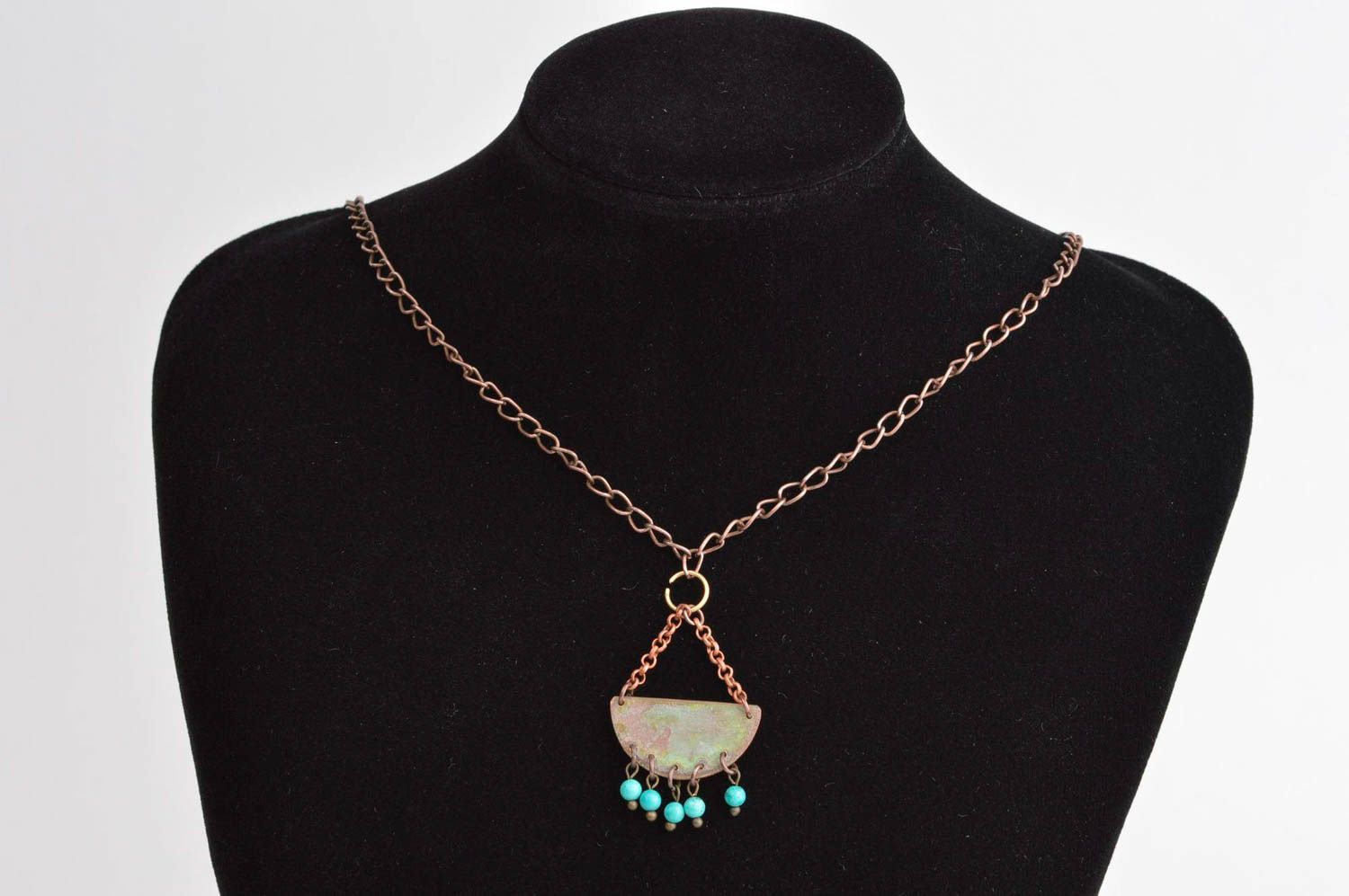 Handmade pendant unusual accessory for girls neck accessory copper jewelry photo 1