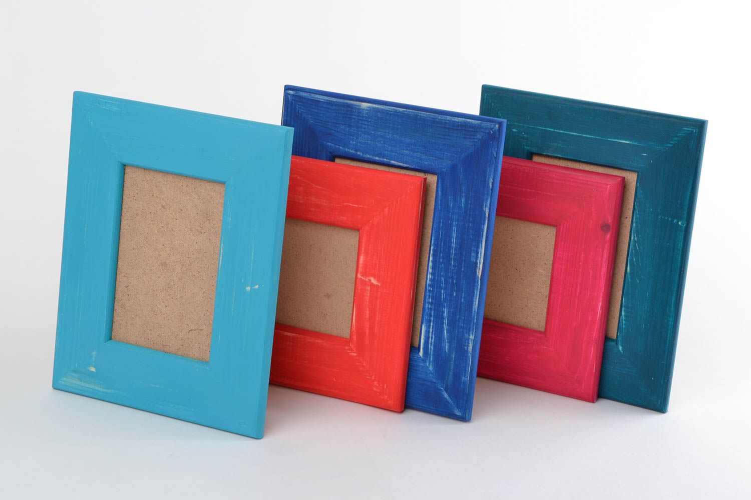 Beautiful colorful handmade wooden photo frames set 5 pieces of different sizes photo 3