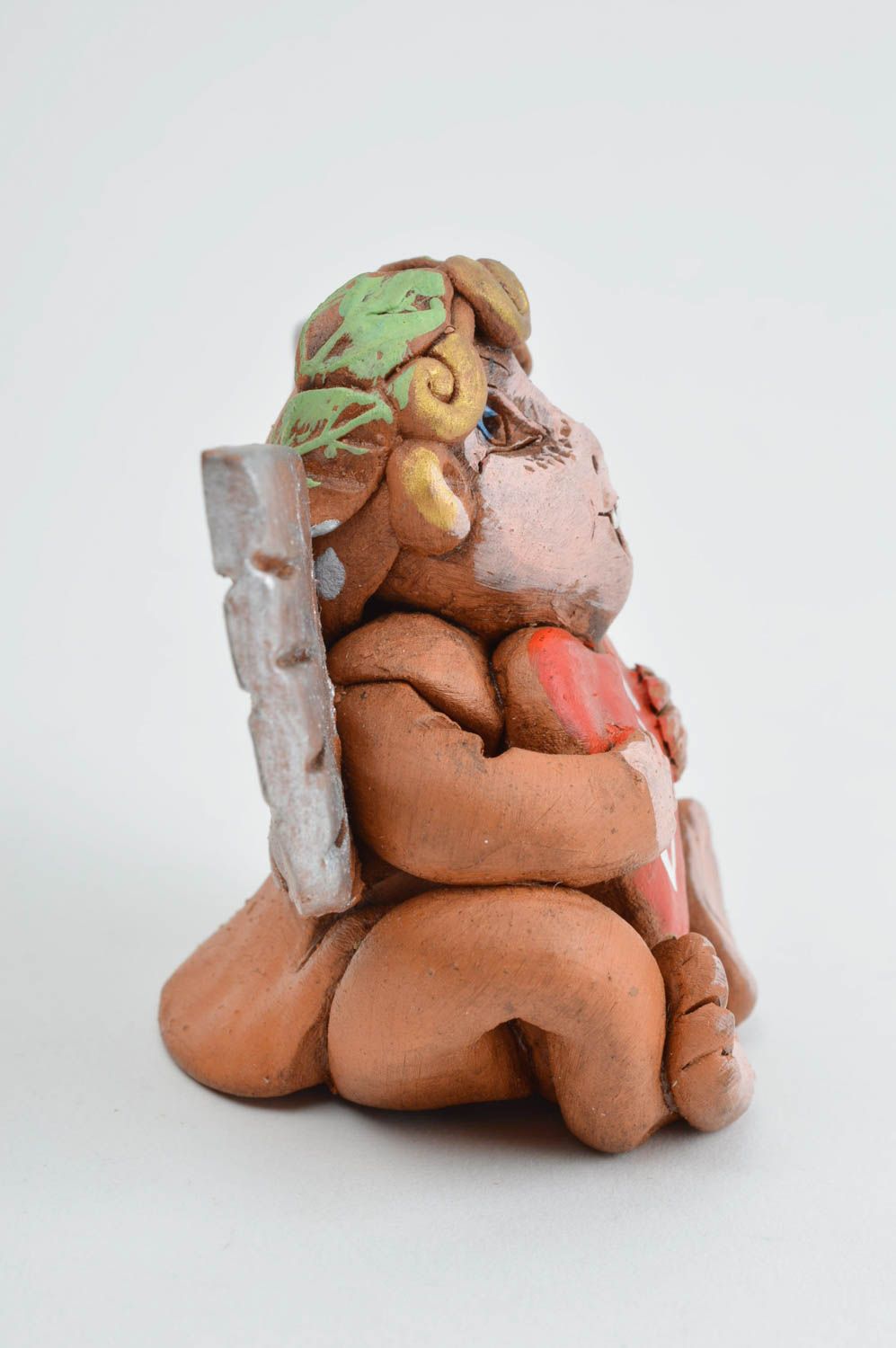 Handmade Wohnzimmer Deko Kinder Geschenk Keramik Figur verliebter Engel foto 3